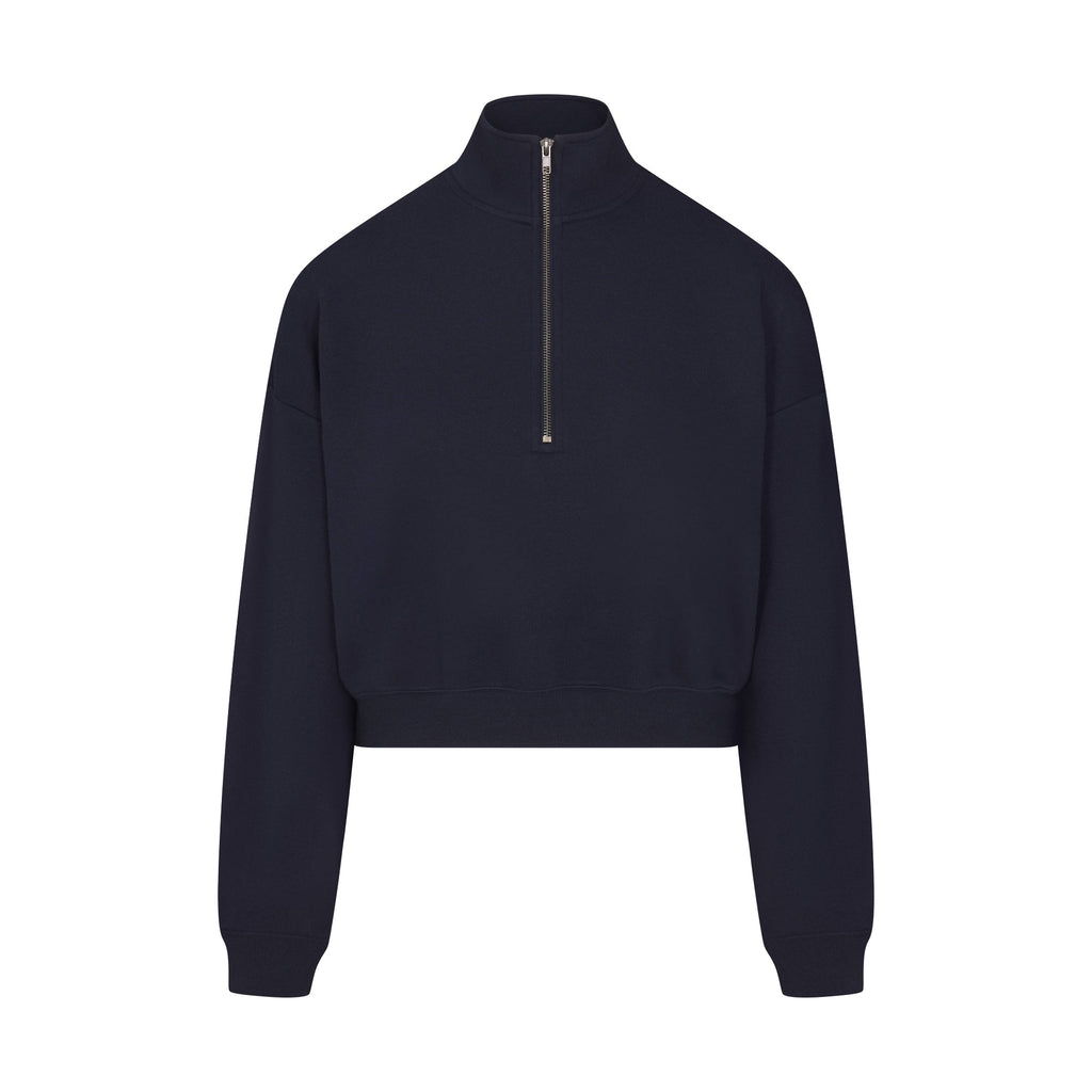 DRAPEY FRENCH TERRY HALF ZIP | NAVY