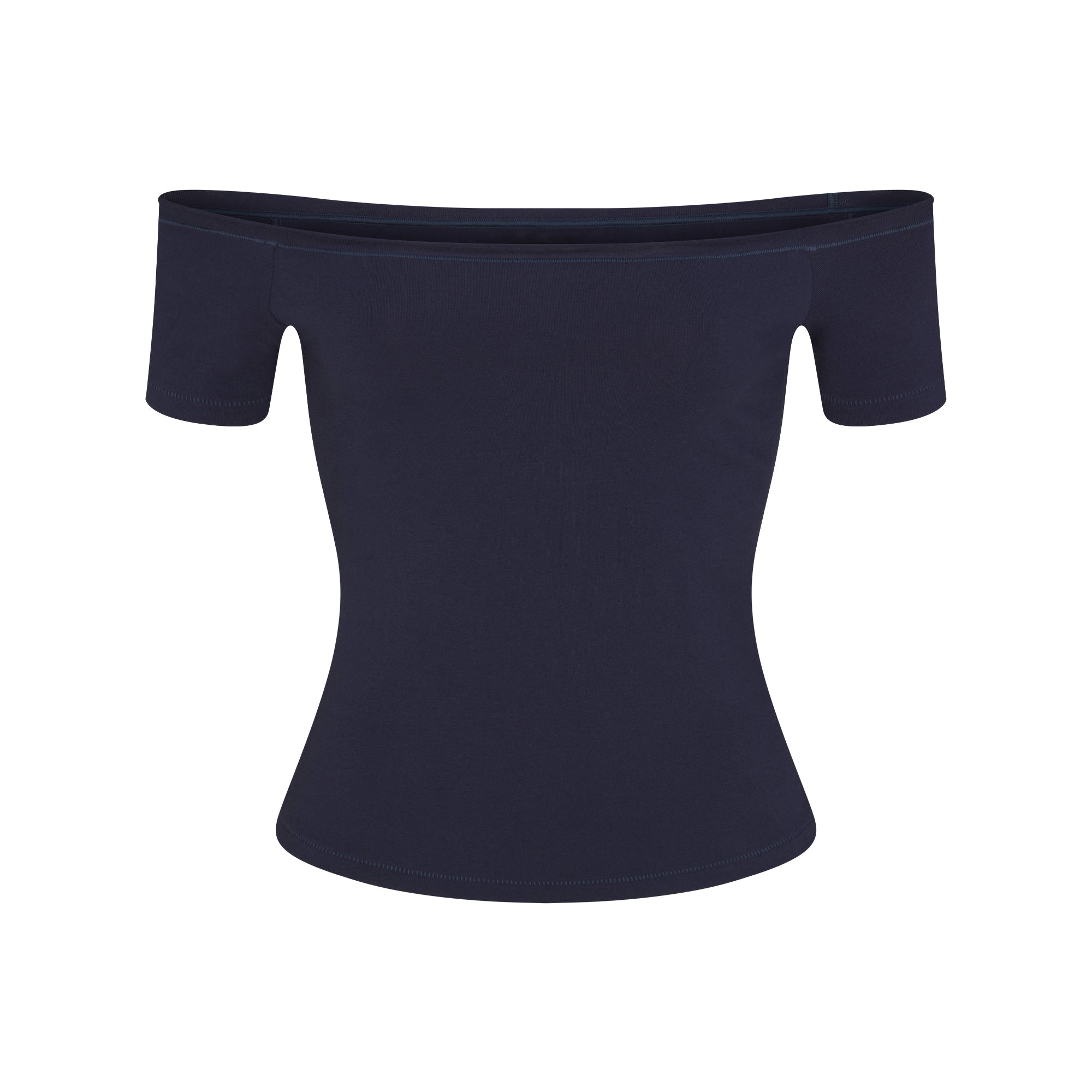 COTTON JERSEY OFF THE SHOULDER TOP | NAVY