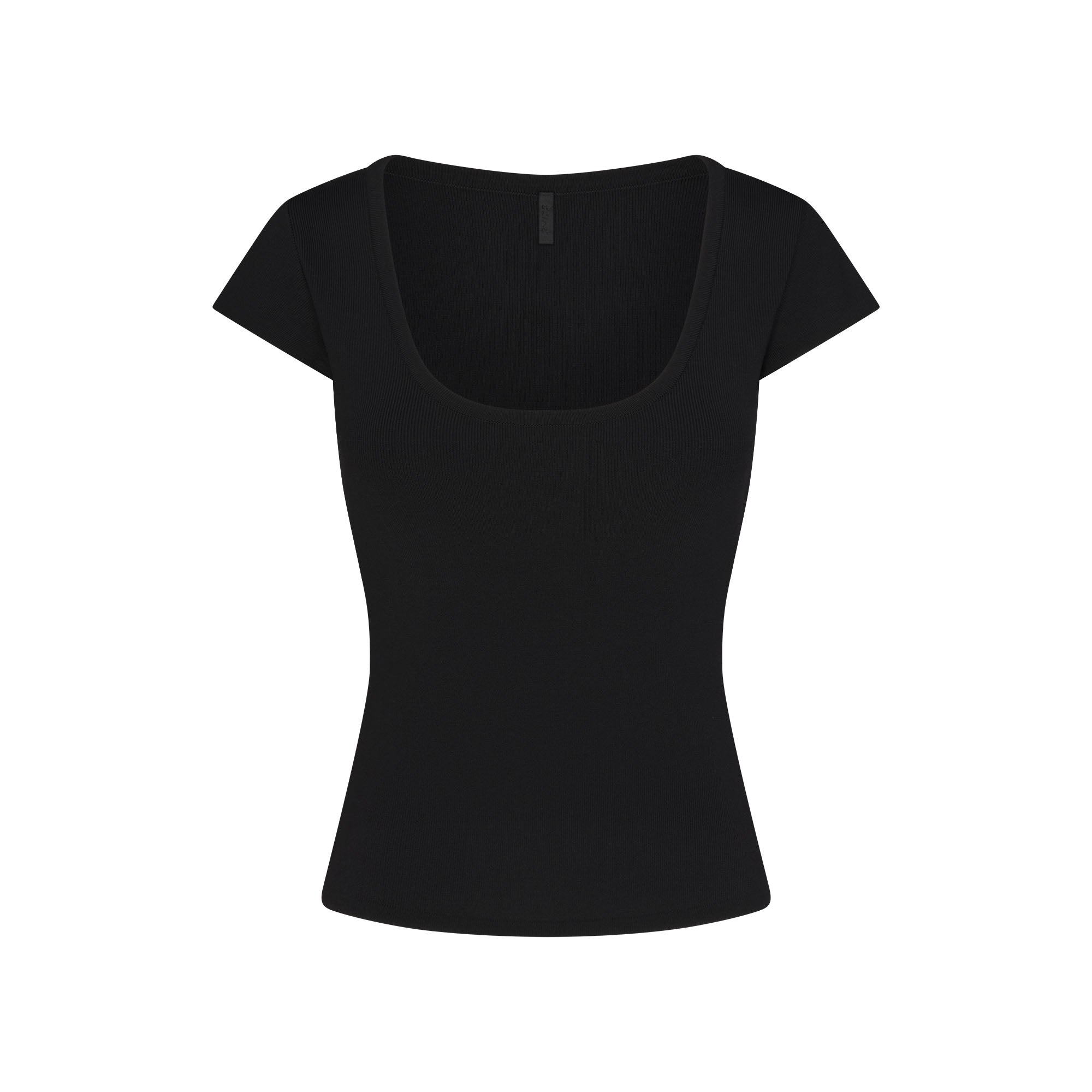 REFINED KNIT SCOOP NECK TOP | OBSIDIAN