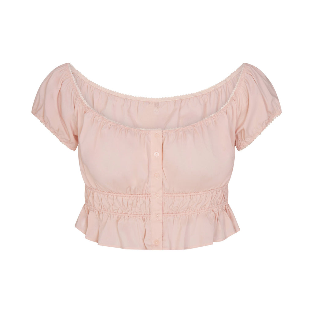 POPLIN APPAREL OFF THE SHOULDER TOP | DUSTY PINK