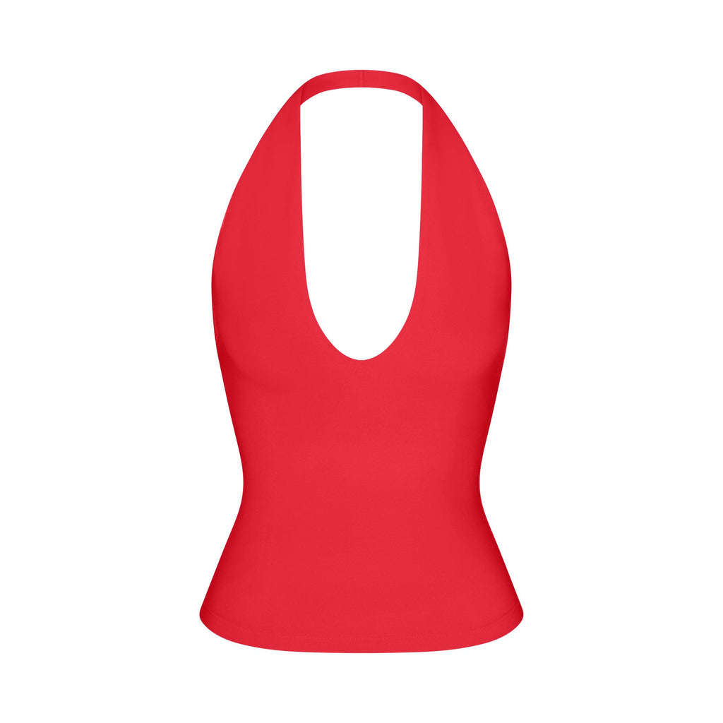 SMOOTH LAYERS HALTER TOP | CARMINE