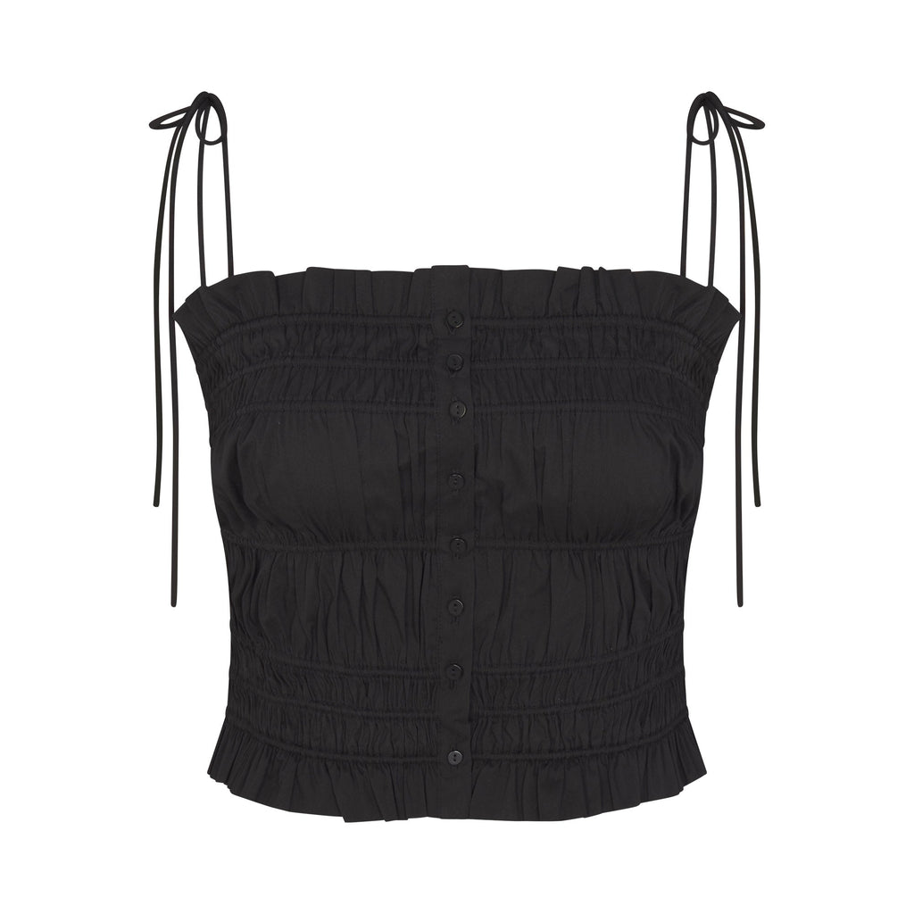 POPLIN APPAREL RUFFLE CAMI | ONYX