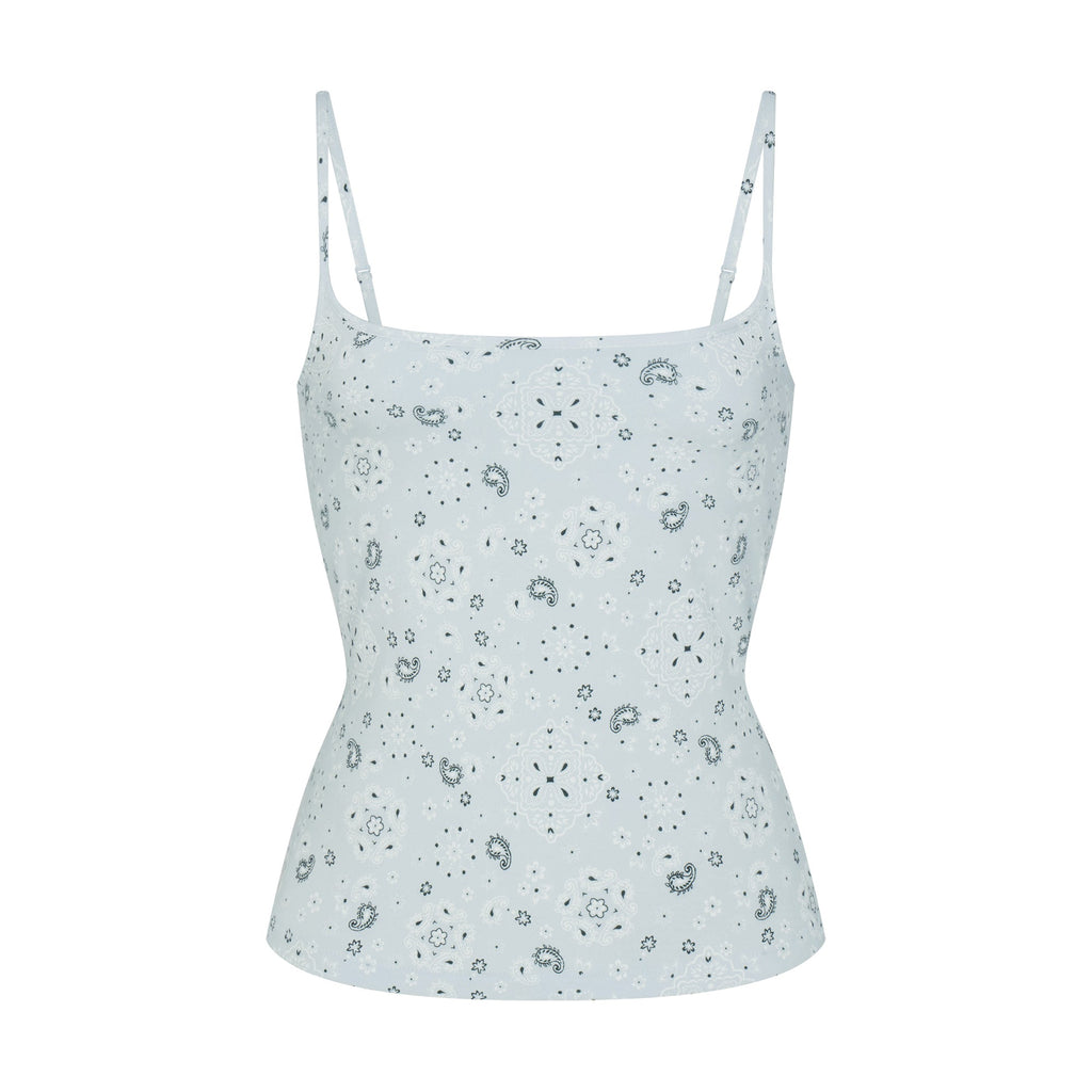 COTTON JERSEY SCOOP NECK CAMI | POWDER BLUE BANDANA