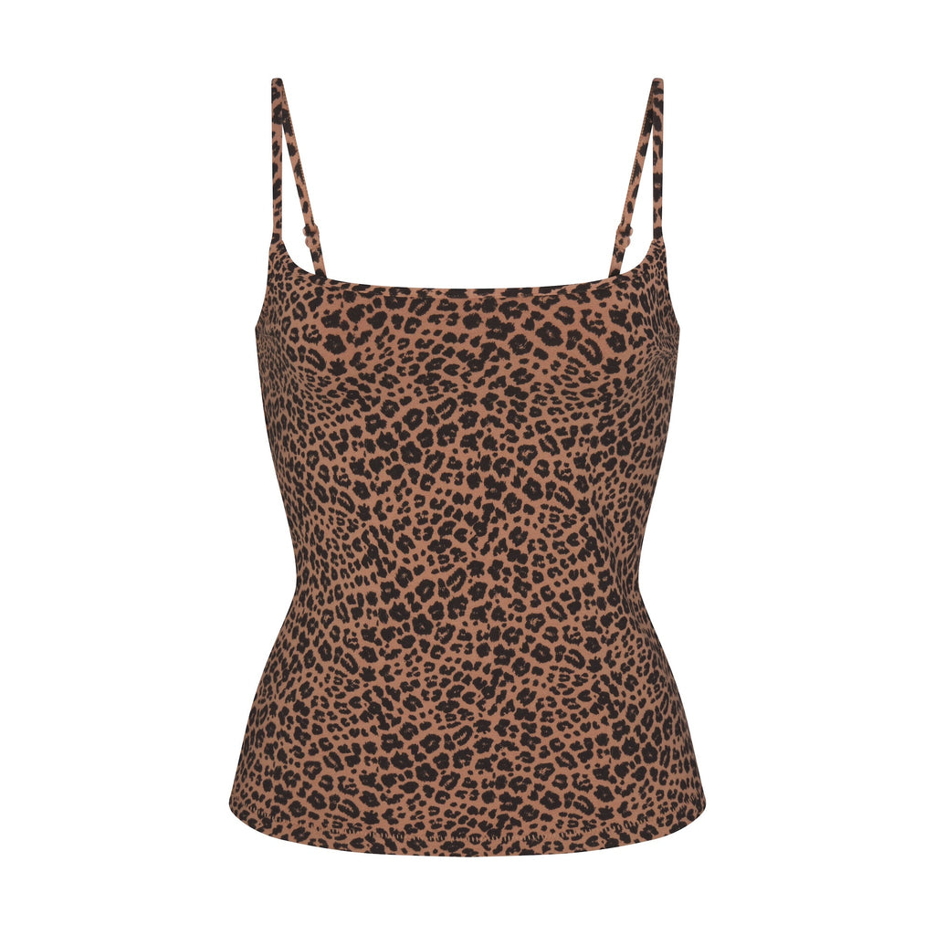 COTTON JERSEY SCOOP NECK CAMI | SIENNA NATURAL LEOPARD