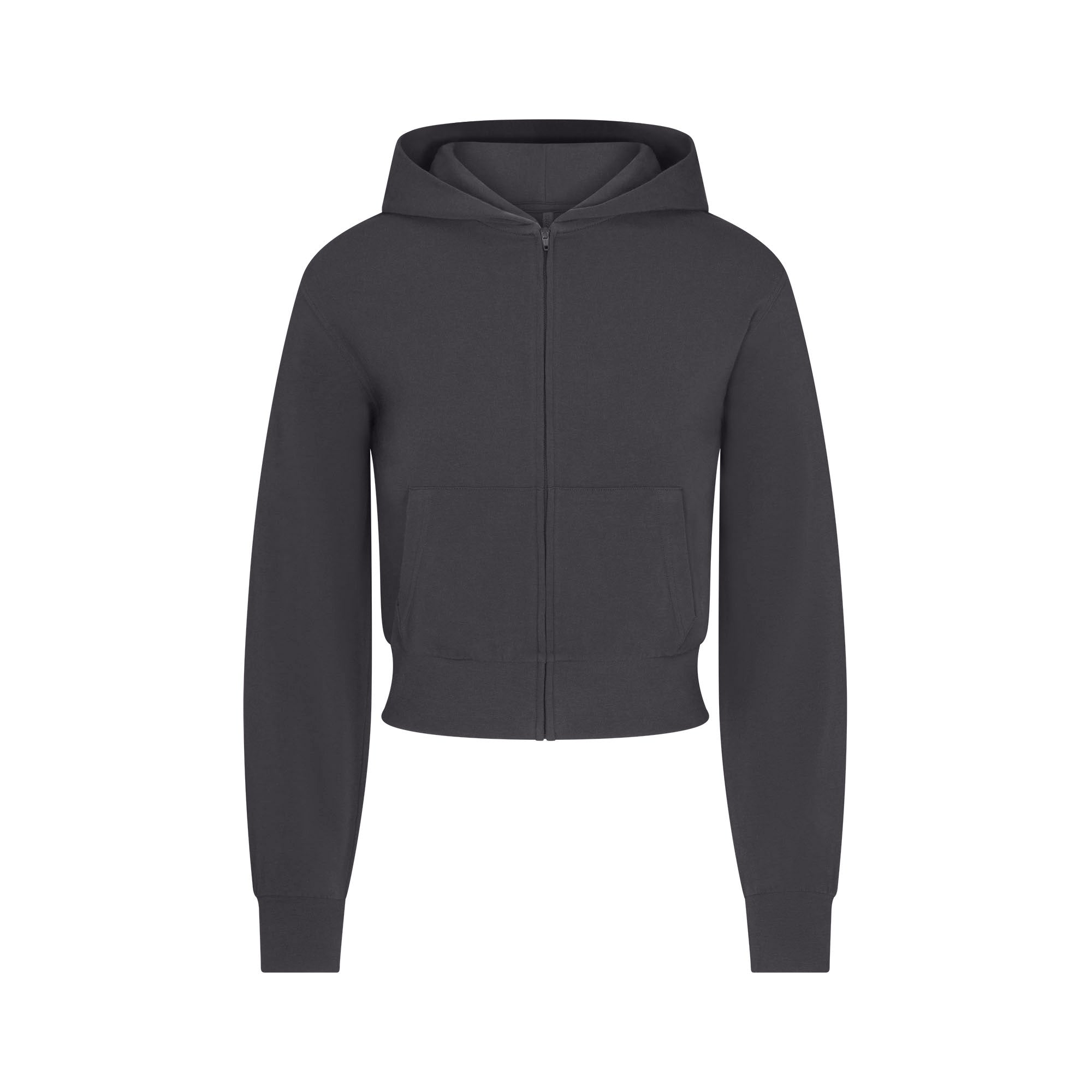 COTTON JERSEY ZIP UP HOODIE | ASH