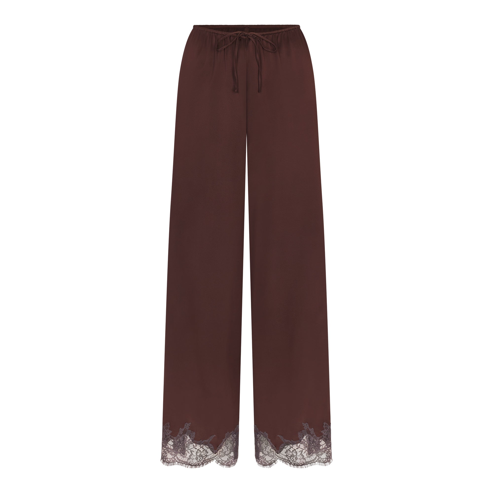 SILK LACE STRAIGHT LEG PANT | ESPRESSO CONTRAST