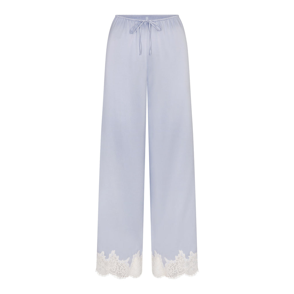 SILK LACE STRAIGHT LEG PANT | PERIWINKLE CONTRAST