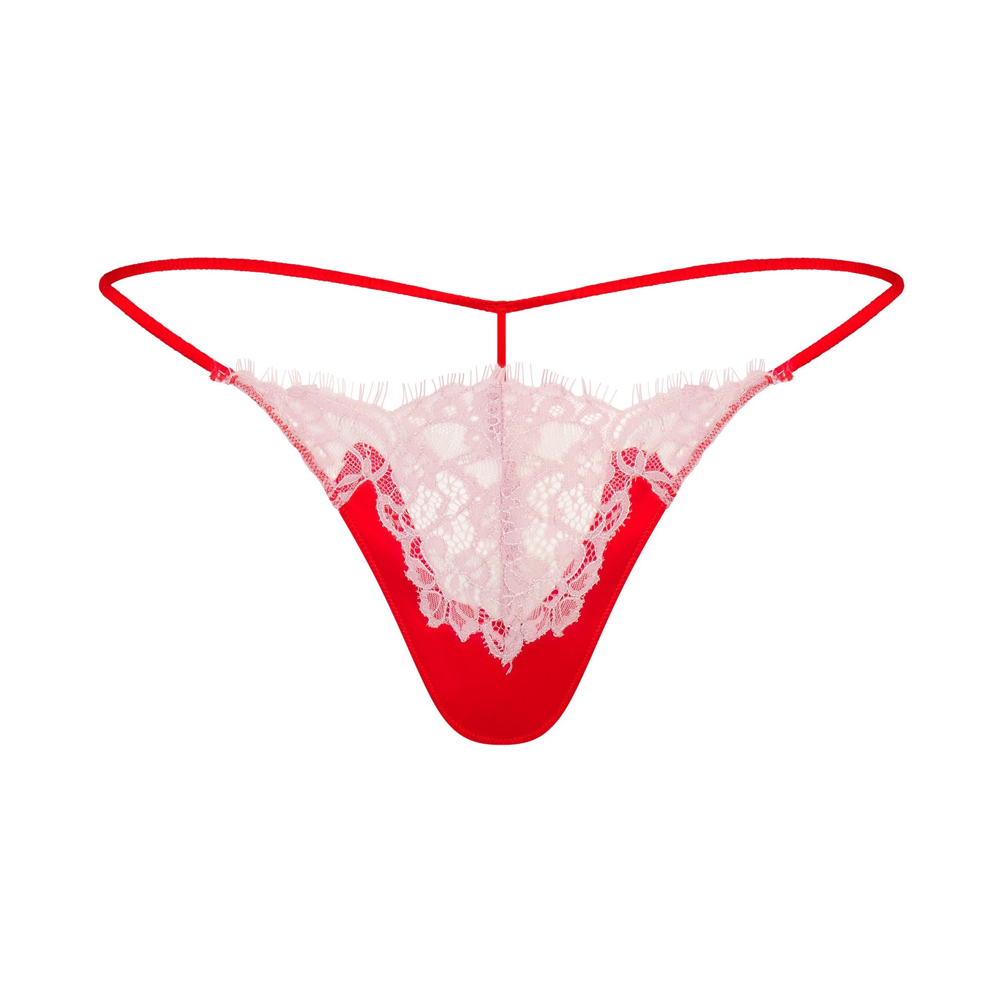 SILK LACE STRING THONG | RUBY CONTRAST