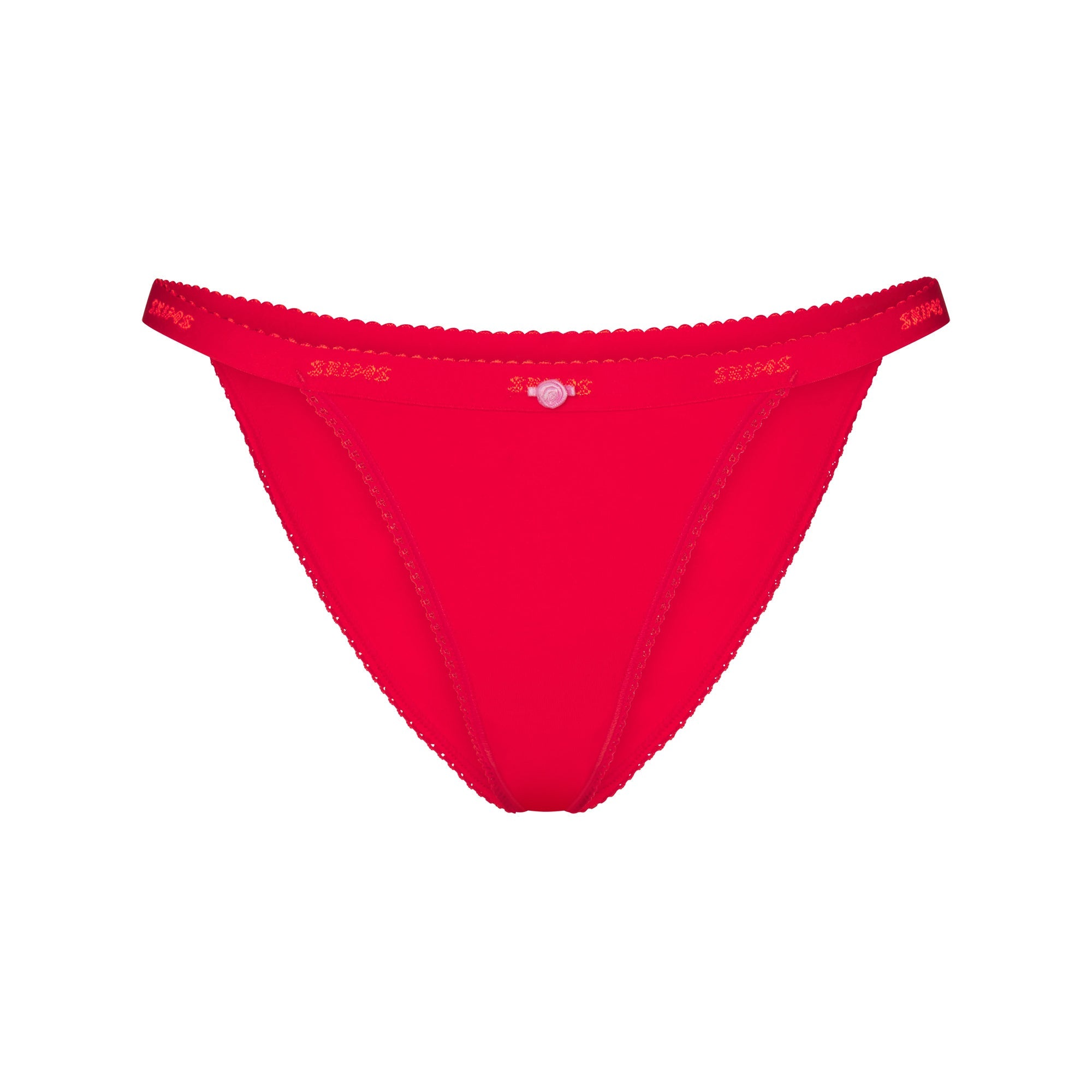 LIGHTWEIGHT COTTON LOGO PICOT STRING BIKINI | RUBY TONAL