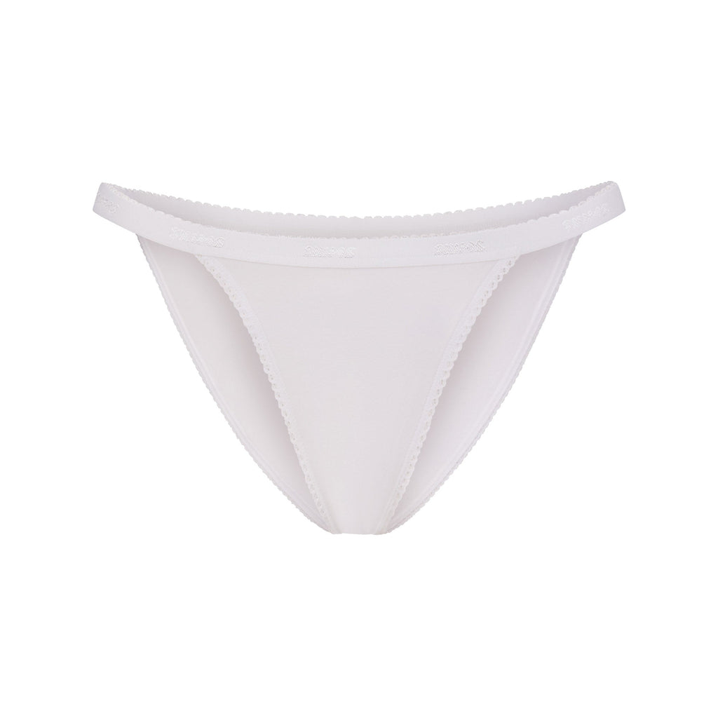 LIGHTWEIGHT COTTON LOGO PICOT STRING BIKINI | SNOW