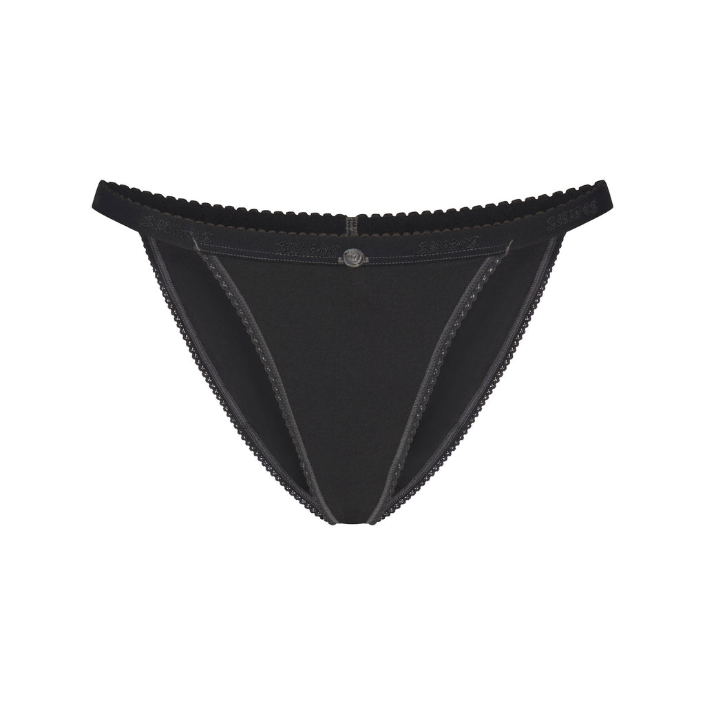 LIGHTWEIGHT COTTON LOGO PICOT STRING BIKINI | SOOT