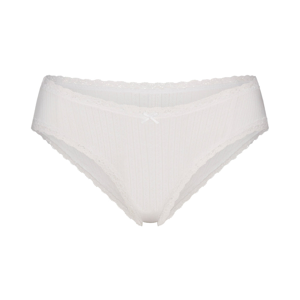 LIGHTWEIGHT COTTON POINTELLE LACE BRIEF | SNOW