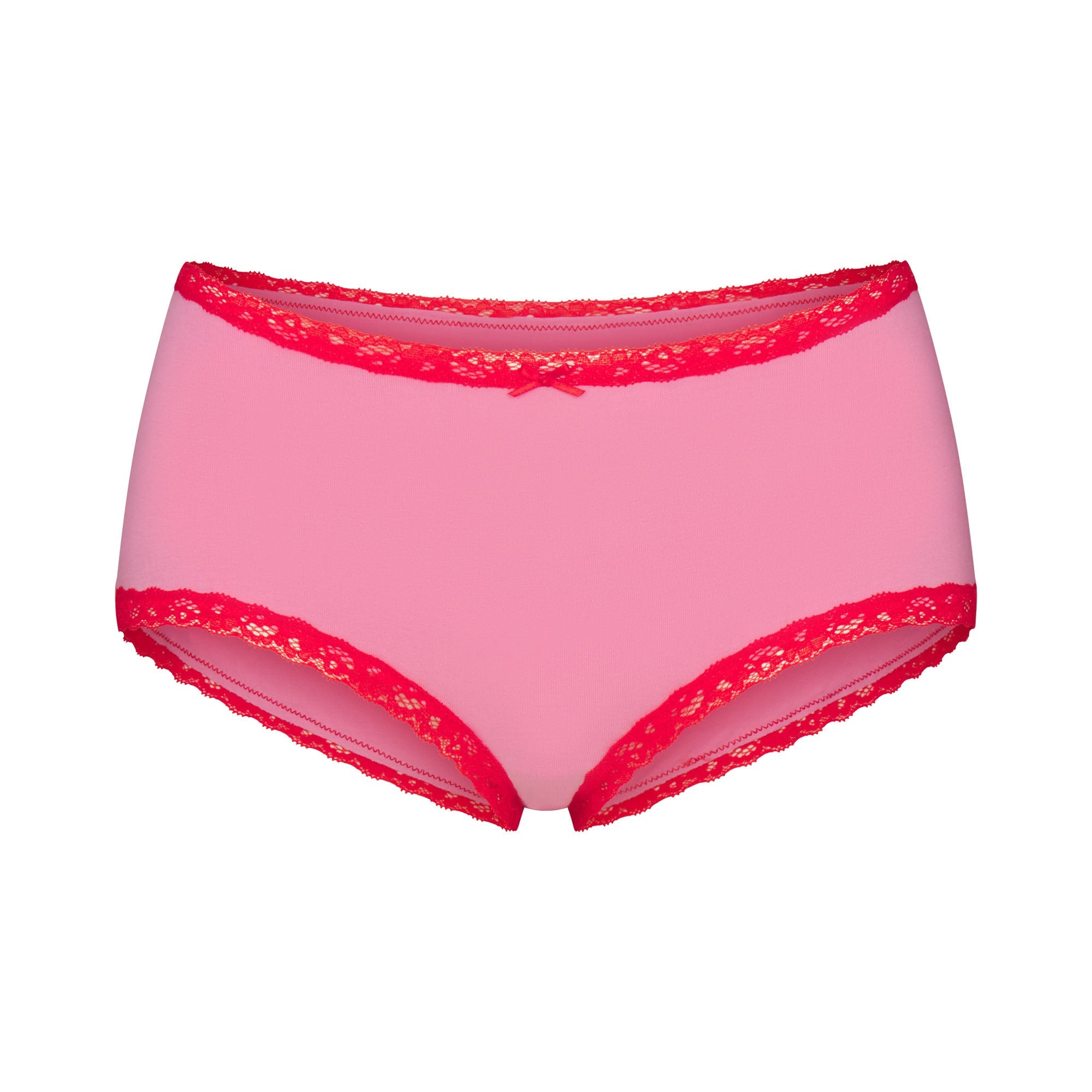 LIGHTWEIGHT COTTON LACE BOY SHORT | CARNATION CONTRAST