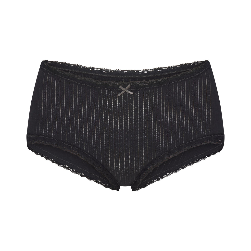 LIGHTWEIGHT COTTON POINTELLE LACE BOY SHORT | SOOT TONAL