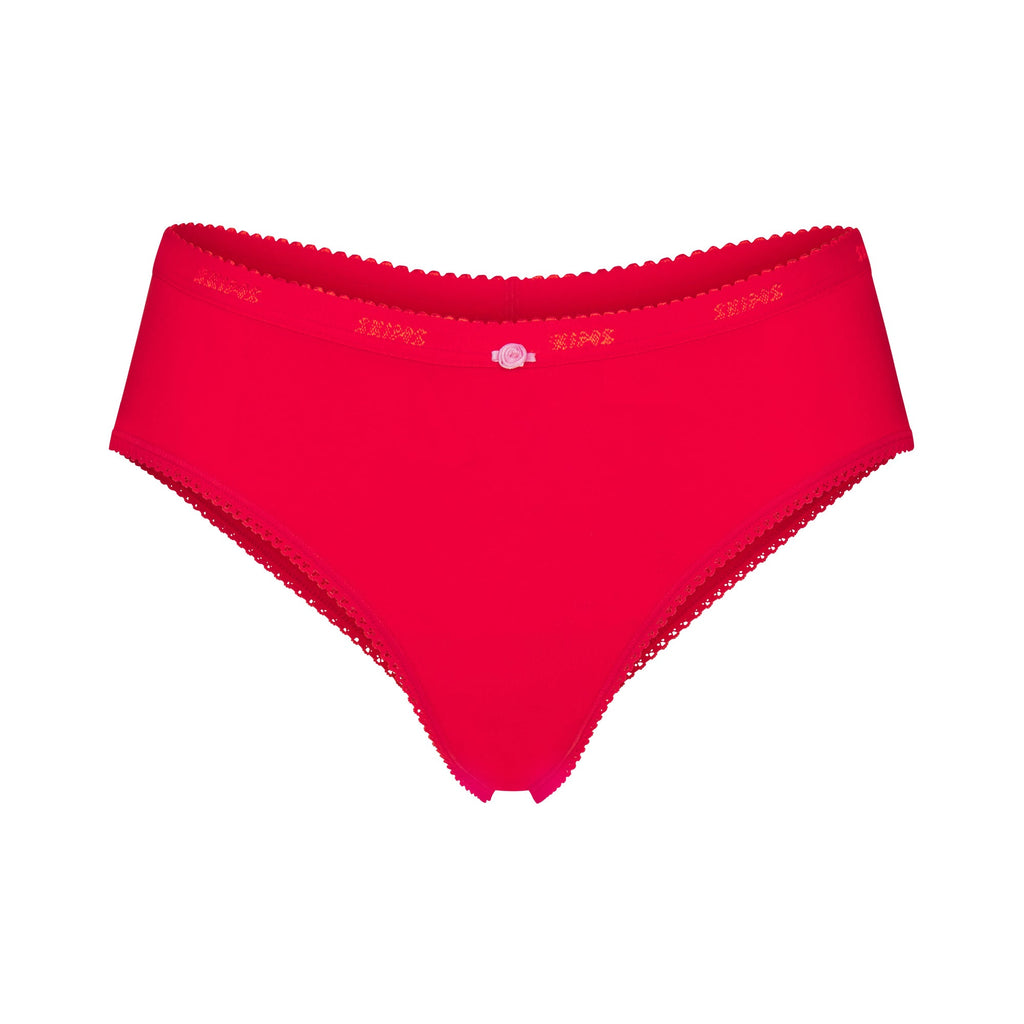 LIGHTWEIGHT COTTON LOGO PICOT HIPSTER | RUBY TONAL