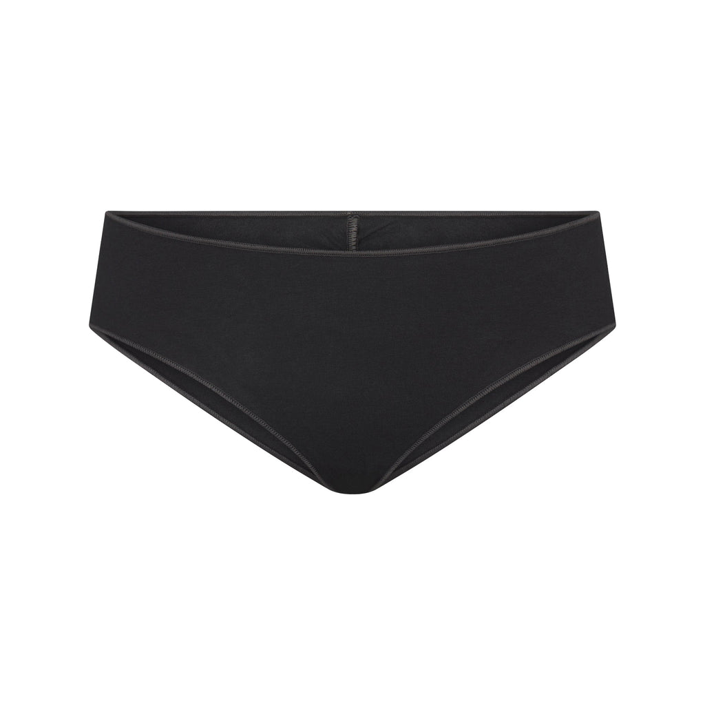 LIGHTWEIGHT COTTON RUCHED BACK HIPSTER | SOOT TONAL