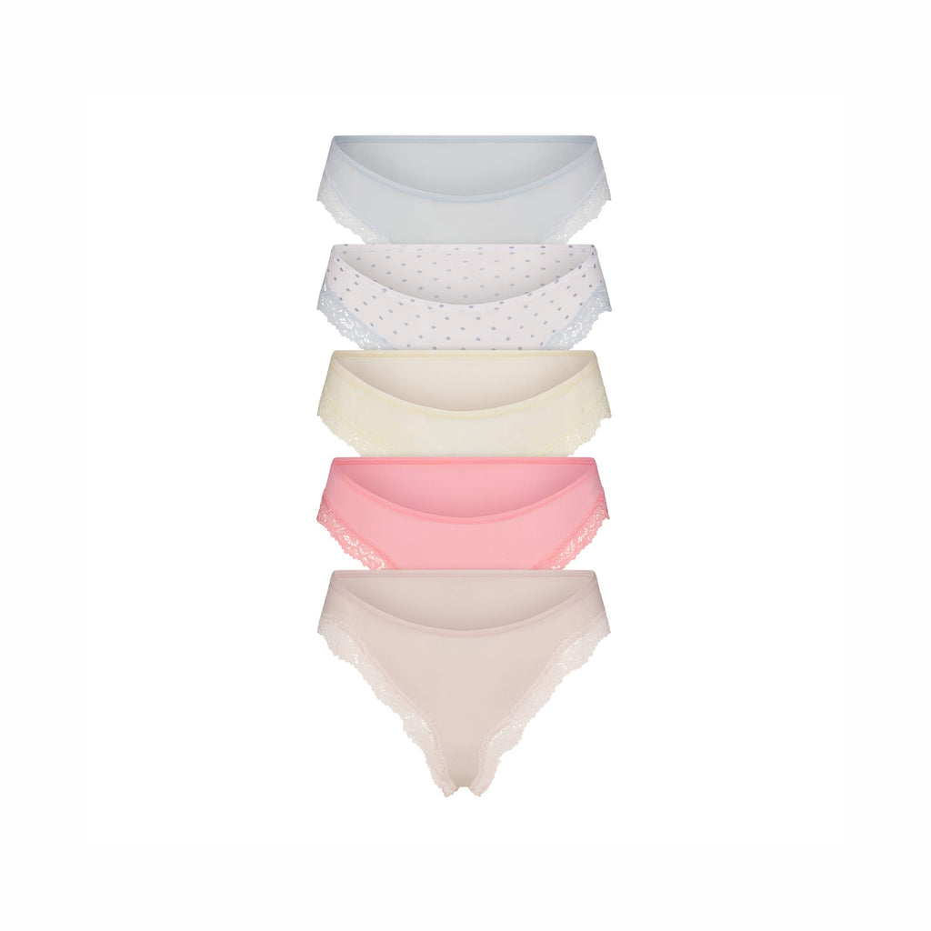 FITS EVERYBODY LACE CHEEKY TANGA 5-PACK | PIN DOT MULTI