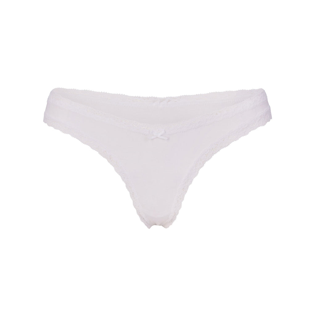 LIGHTWEIGHT COTTON LACE THONG | SNOW