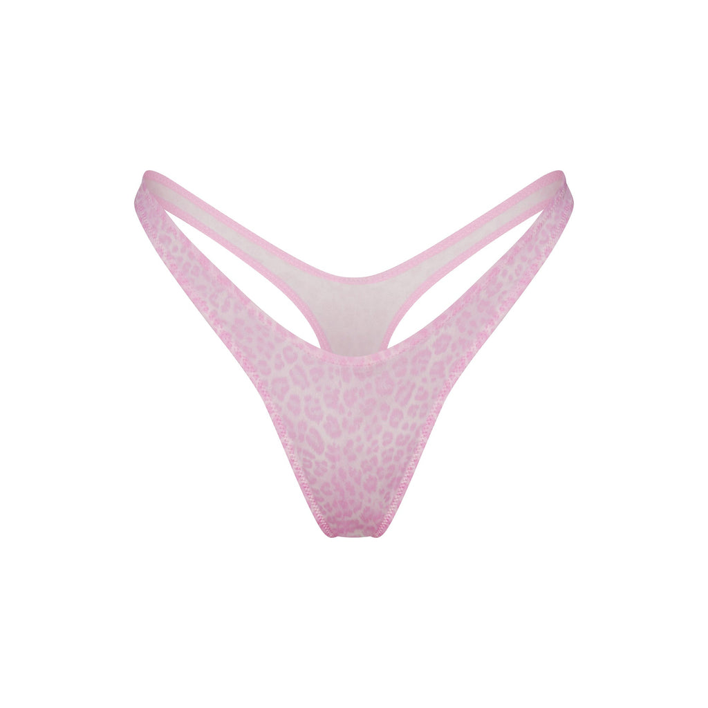 SHINE FOUNDATIONS DIPPED THONG | BUBBLE GUM LEOPARD PRINT