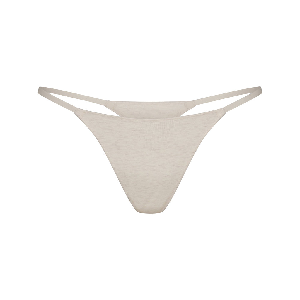 LIGHTWEIGHT COTTON STRING THONG | OATMEAL HEATHER
