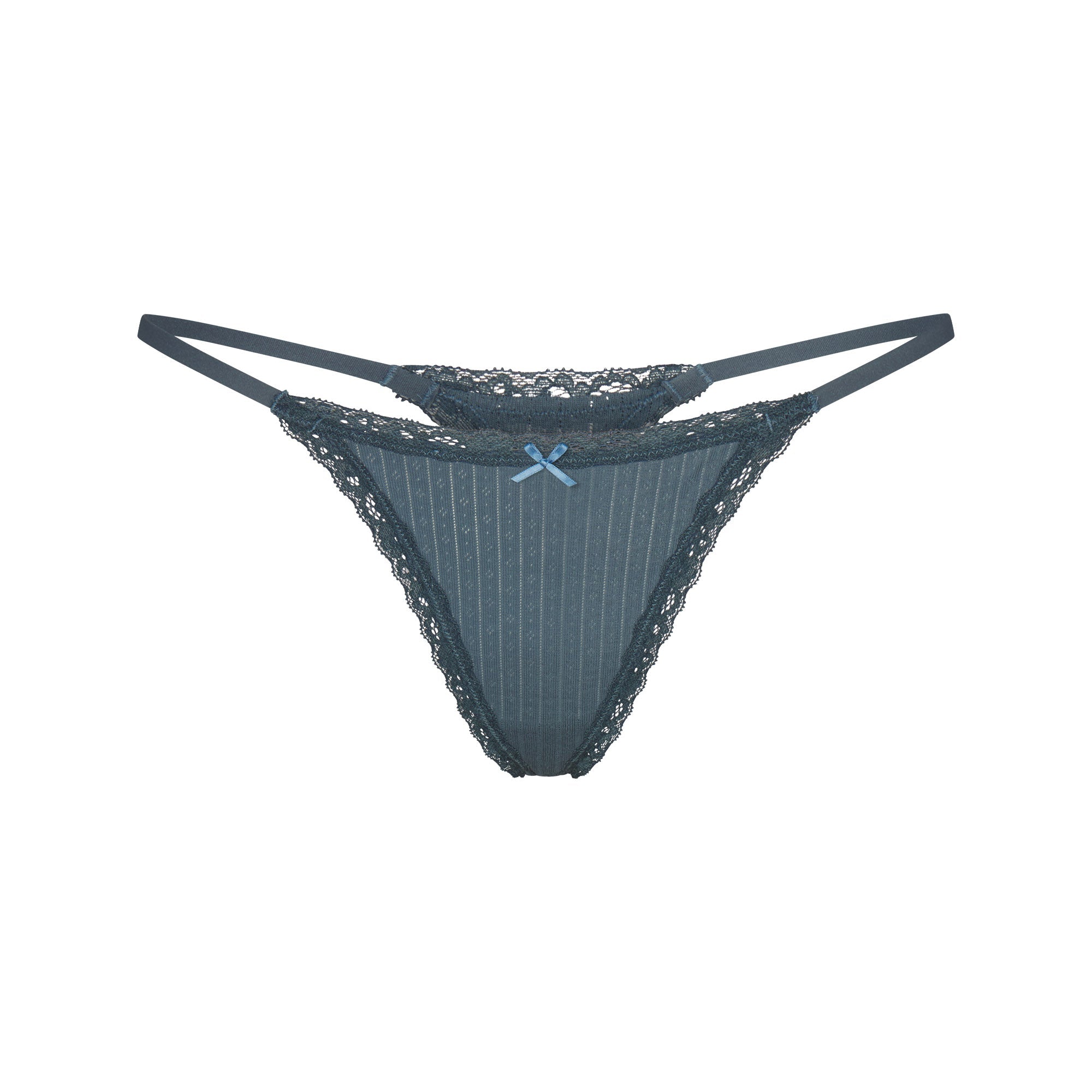 LIGHTWEIGHT COTTON POINTELLE LACE STRING THONG | ZIRCON TONAL