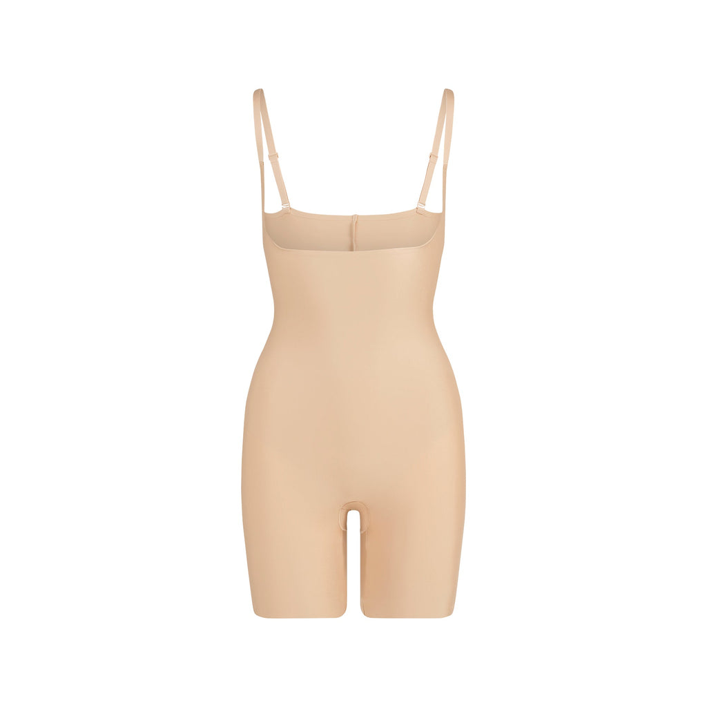 SKIMS BODY CORE SCULPT OPEN BUST MID THIGH BODYSUIT | CLAY