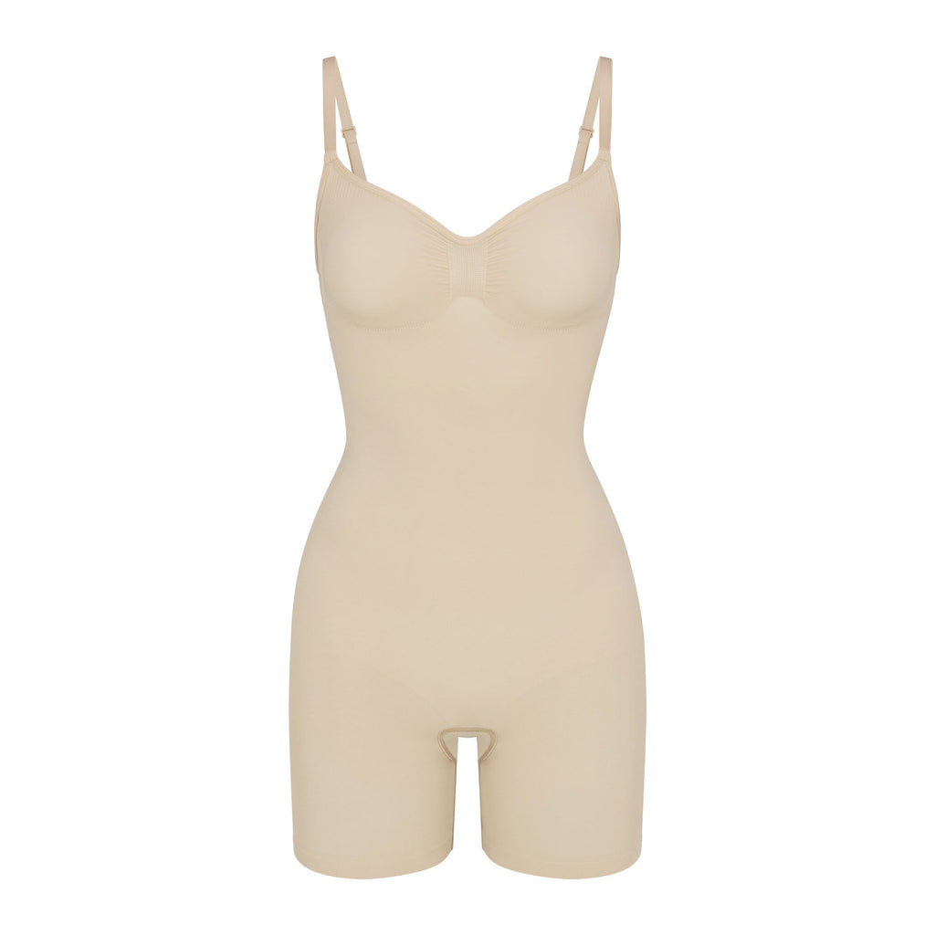 SEAMLESS SCULPT MID THIGH BODYSUIT | SAND