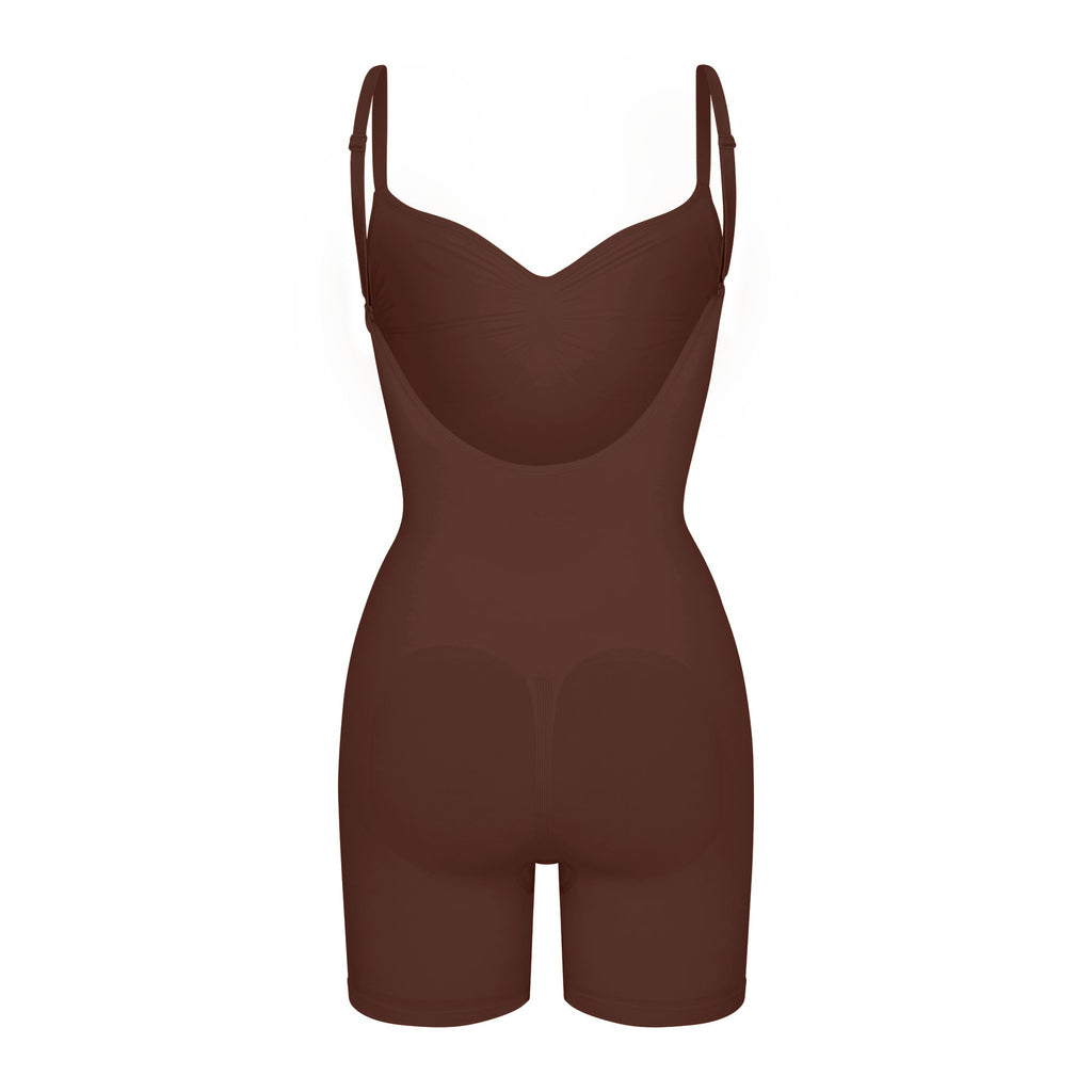 SEAMLESS SCULPT LOW BACK MID THIGH BODYSUIT | COCOA