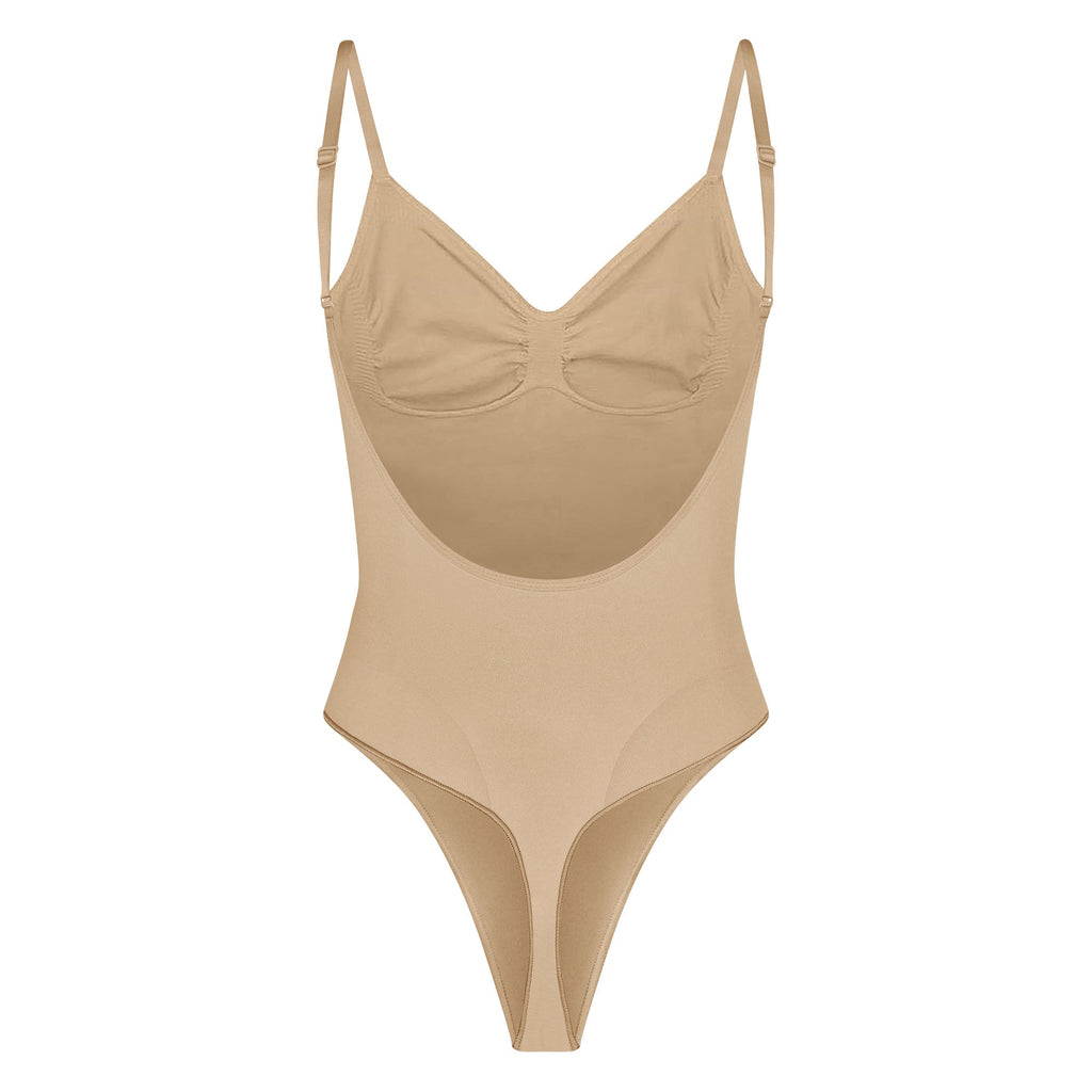 SEAMLESS SCULPT LOW BACK THONG BODYSUIT | CLAY