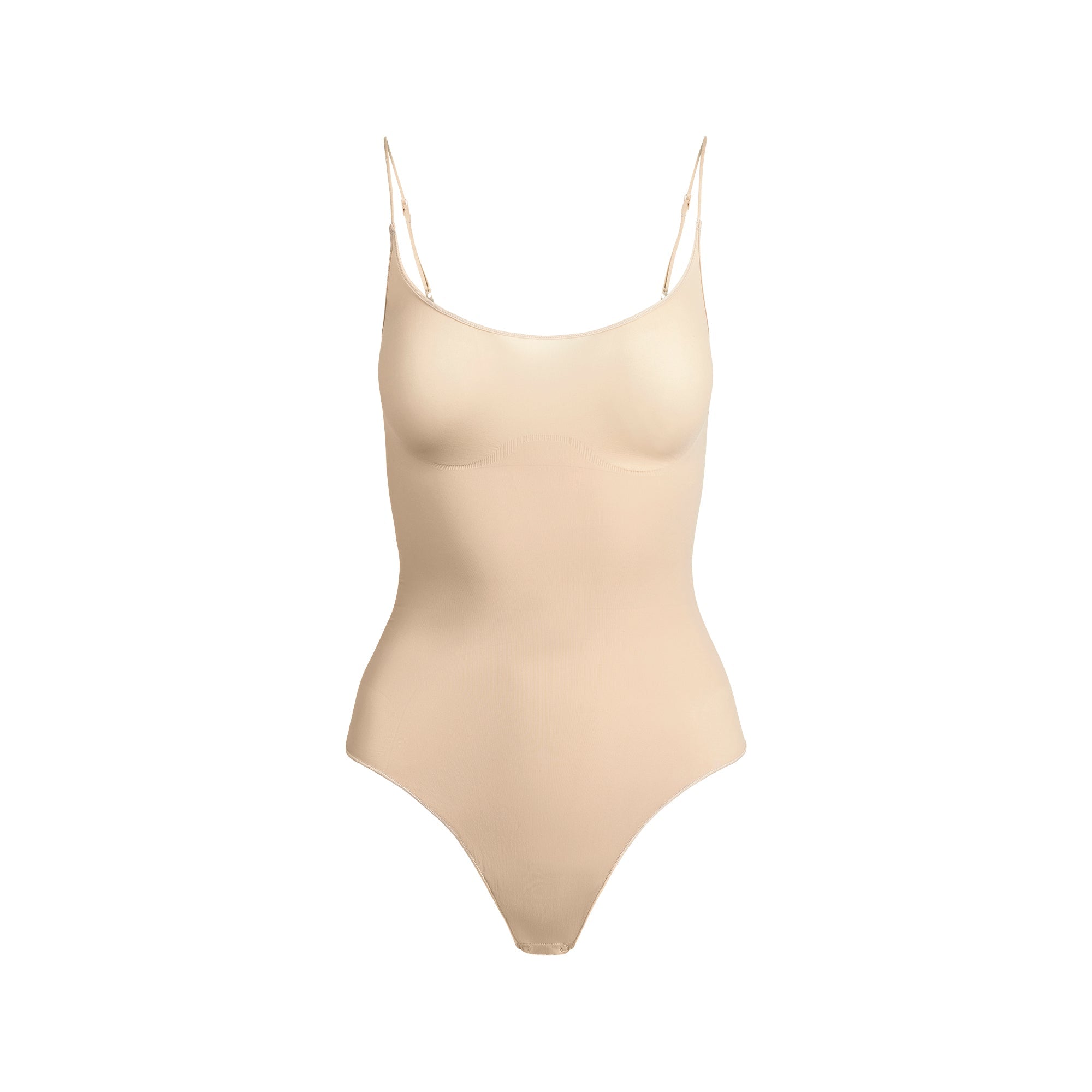 SHEER SEAMLESS THONG BODYSUIT | SAND