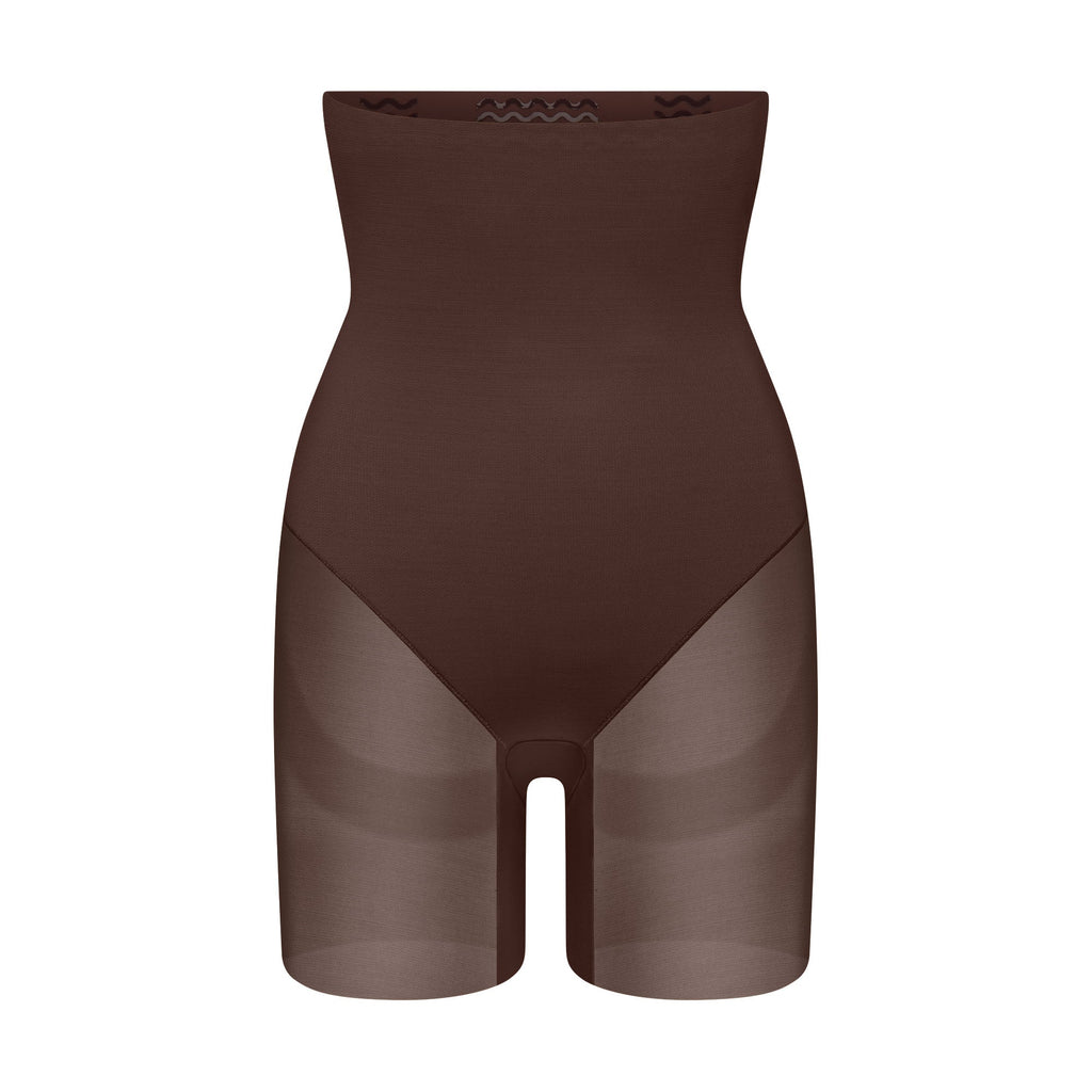 POWER MESH SHAPEWEAR CORE SCULPT HIGH-WAISTED MID THIGH SHORT | COCOA