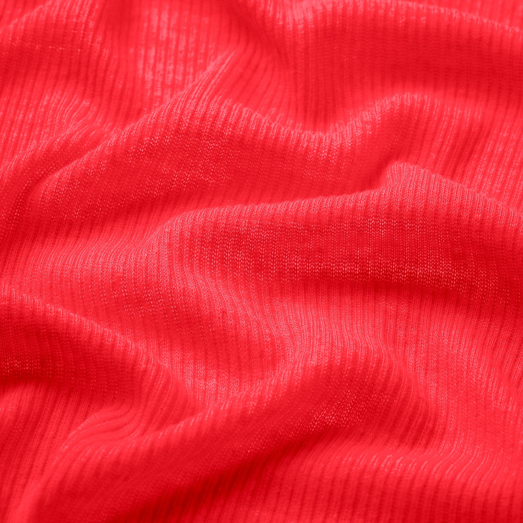 SHEER RIB T-SHIRT | CARMINE