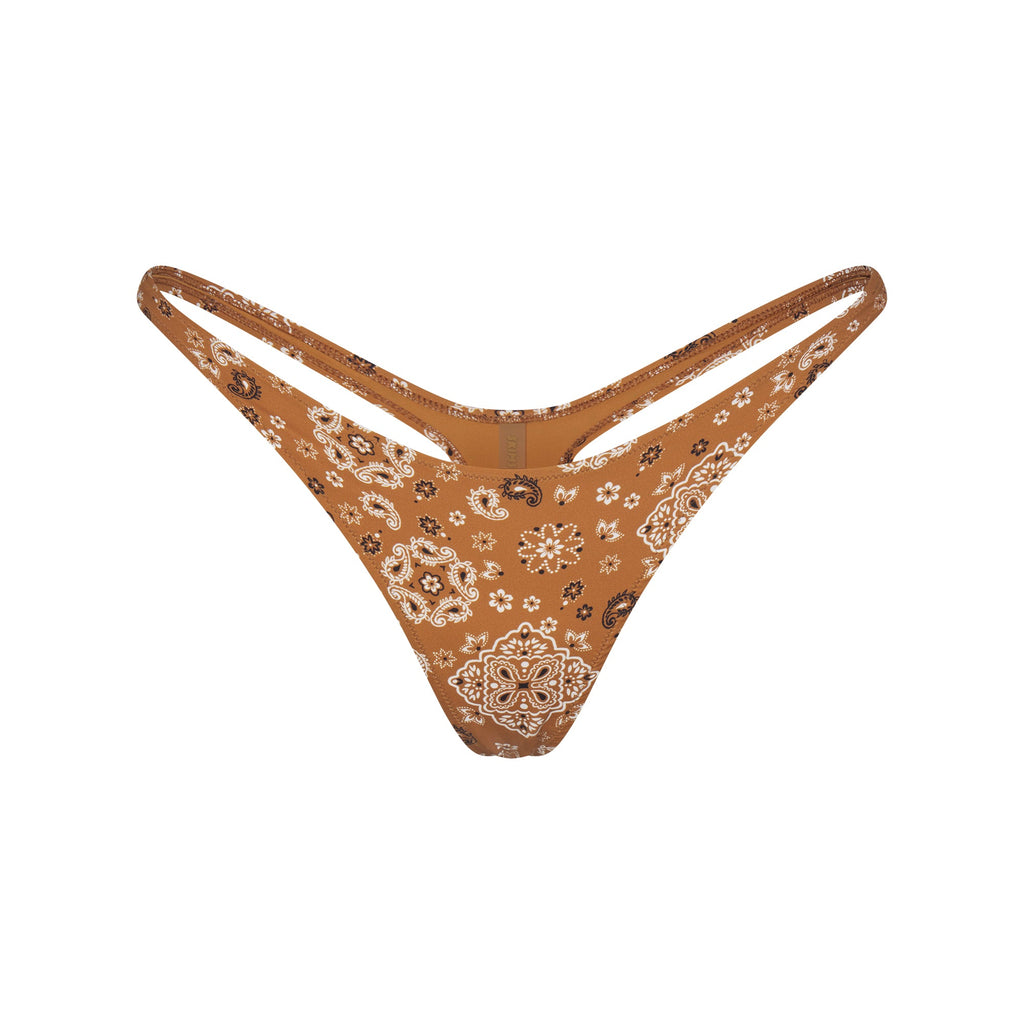 SIGNATURE SWIM THONG BIKINI BOTTOM | ALMOND BANDANA