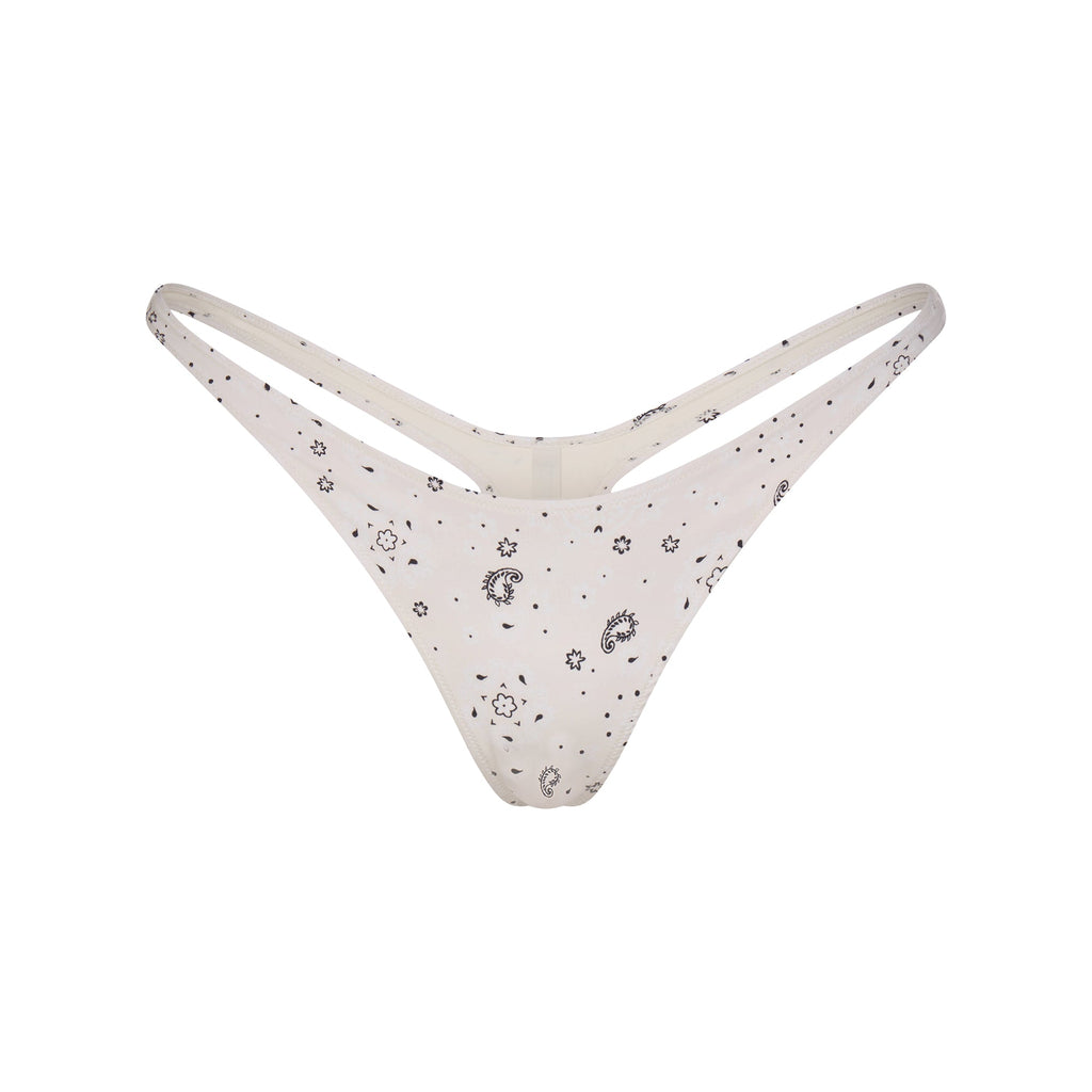 SIGNATURE SWIM THONG BIKINI BOTTOM | ECRU BANDANA PRINT