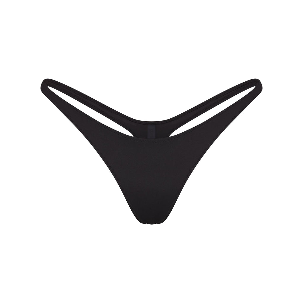 SIGNATURE SWIM THONG BIKINI BOTTOM | ONYX
