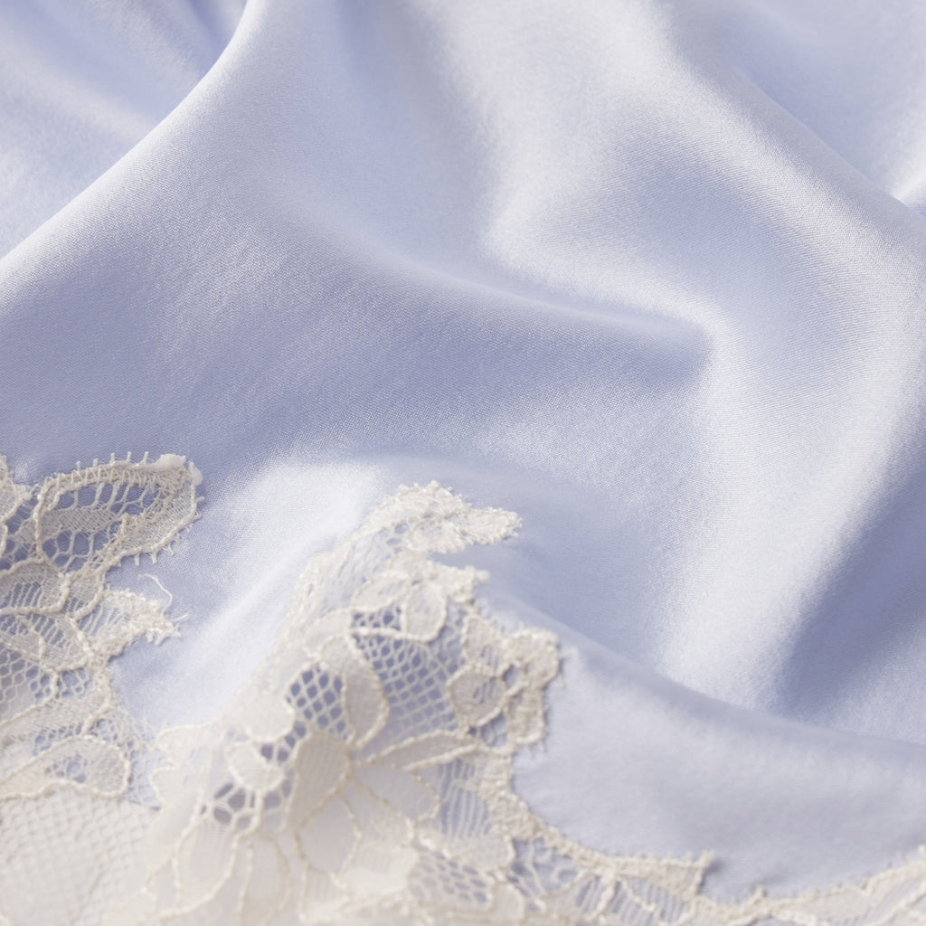 SILK LACE UNLINED DEMI BRA | PERIWINKLE CONTRAST
