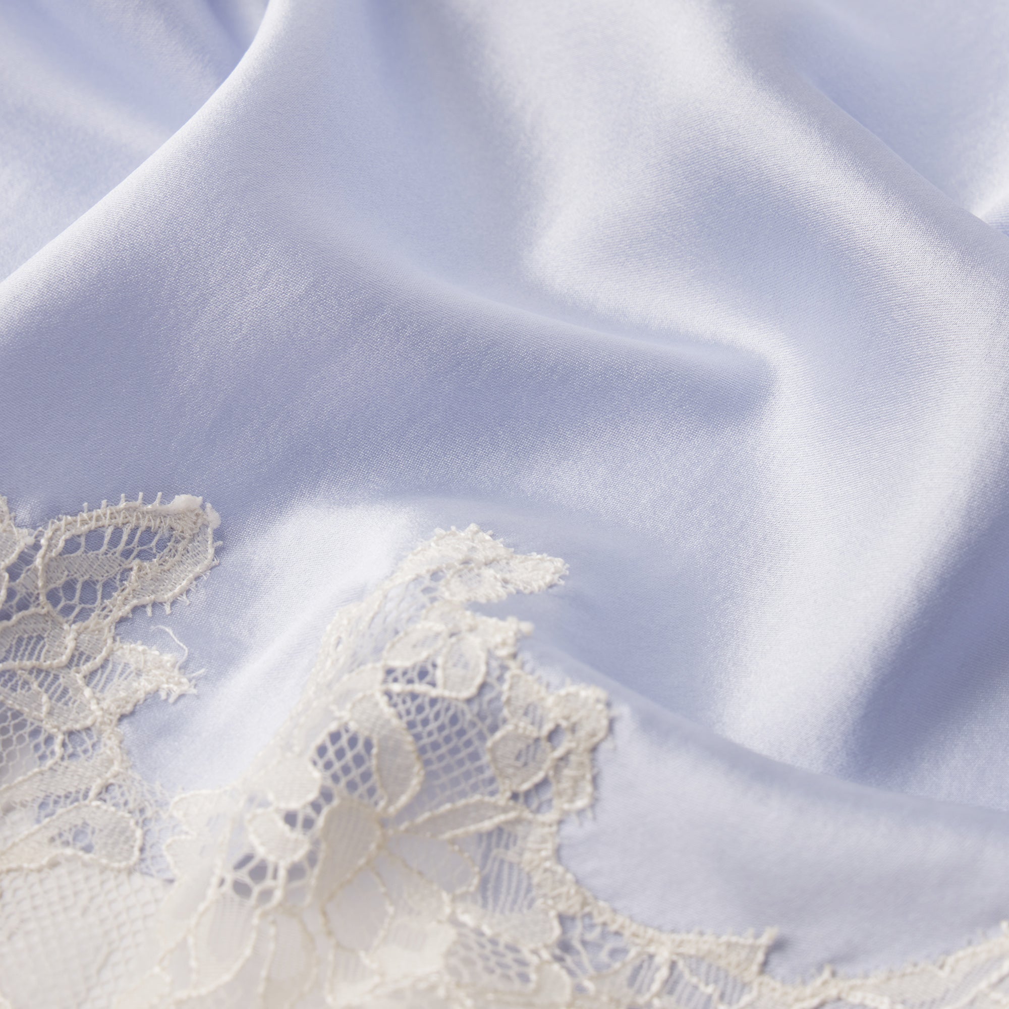 SILK LACE SLIP MIDI SKIRT | PERIWINKLE CONTRAST