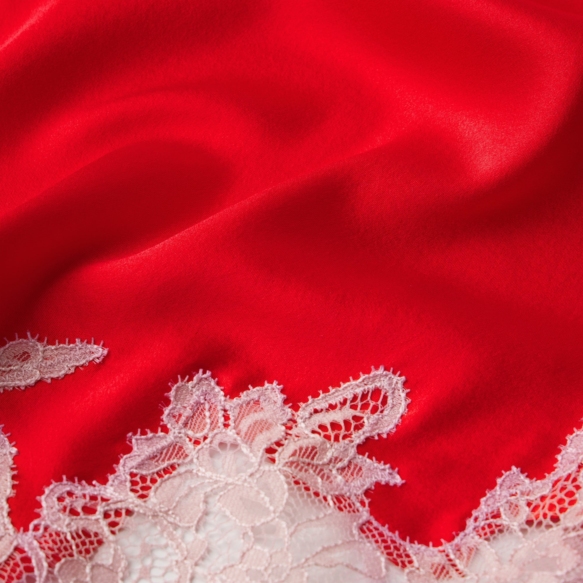 SILK LACE SLIP MIDI SKIRT | RUBY CONTRAST