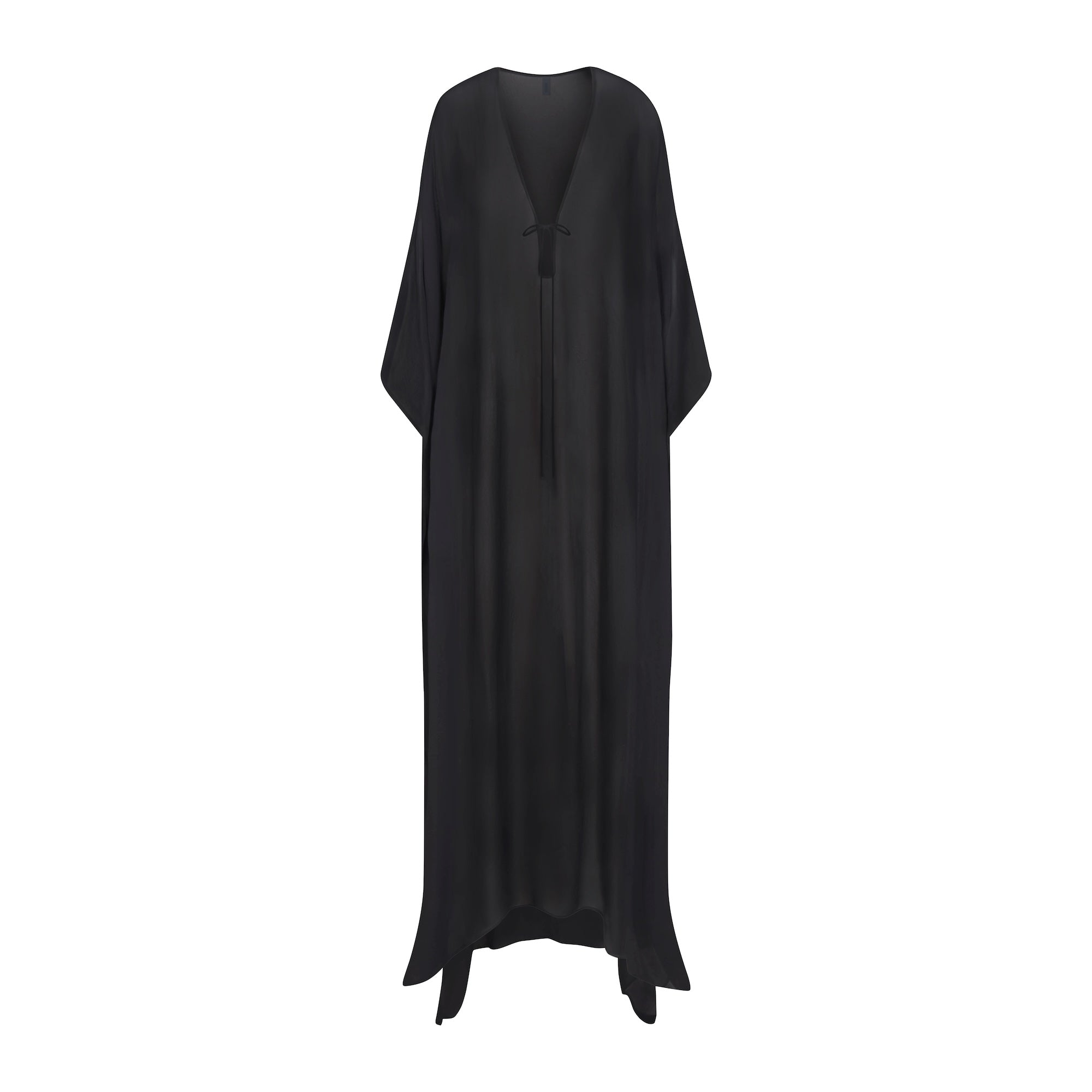 SWIM COVER-UPS SHEER LONG KAFTAN | OBSIDIAN