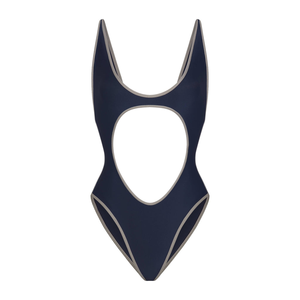 SIGNATURE SWIM CUT OUT ONE PIECE | NAVY CONTRAST