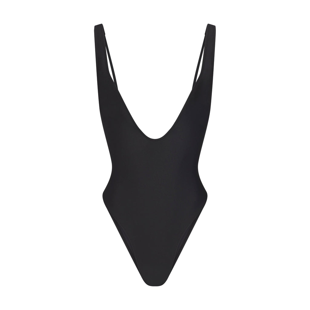 SIGNATURE SWIM PLUNGE ONE PIECE | ONYX