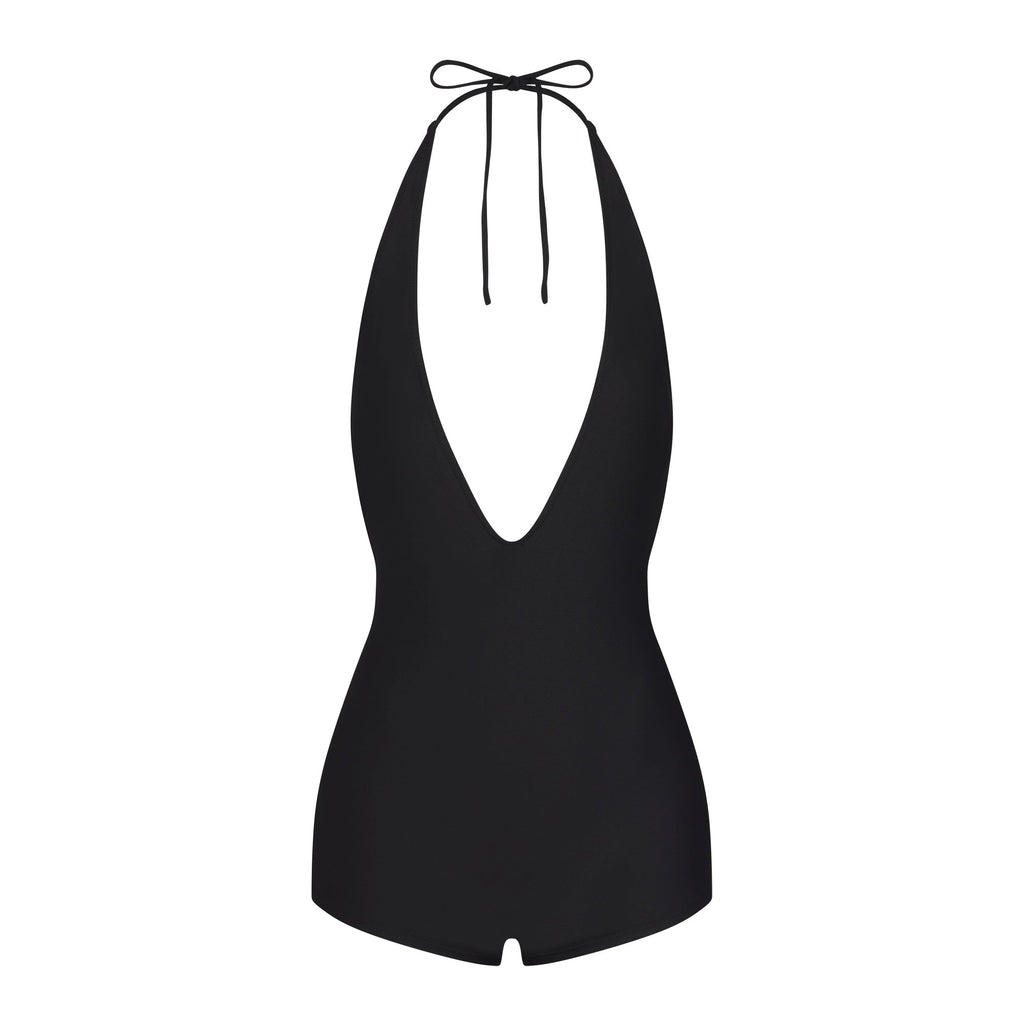 SIGNATURE SWIM PLUNGE SHORTIE ONE PIECE | ONYX