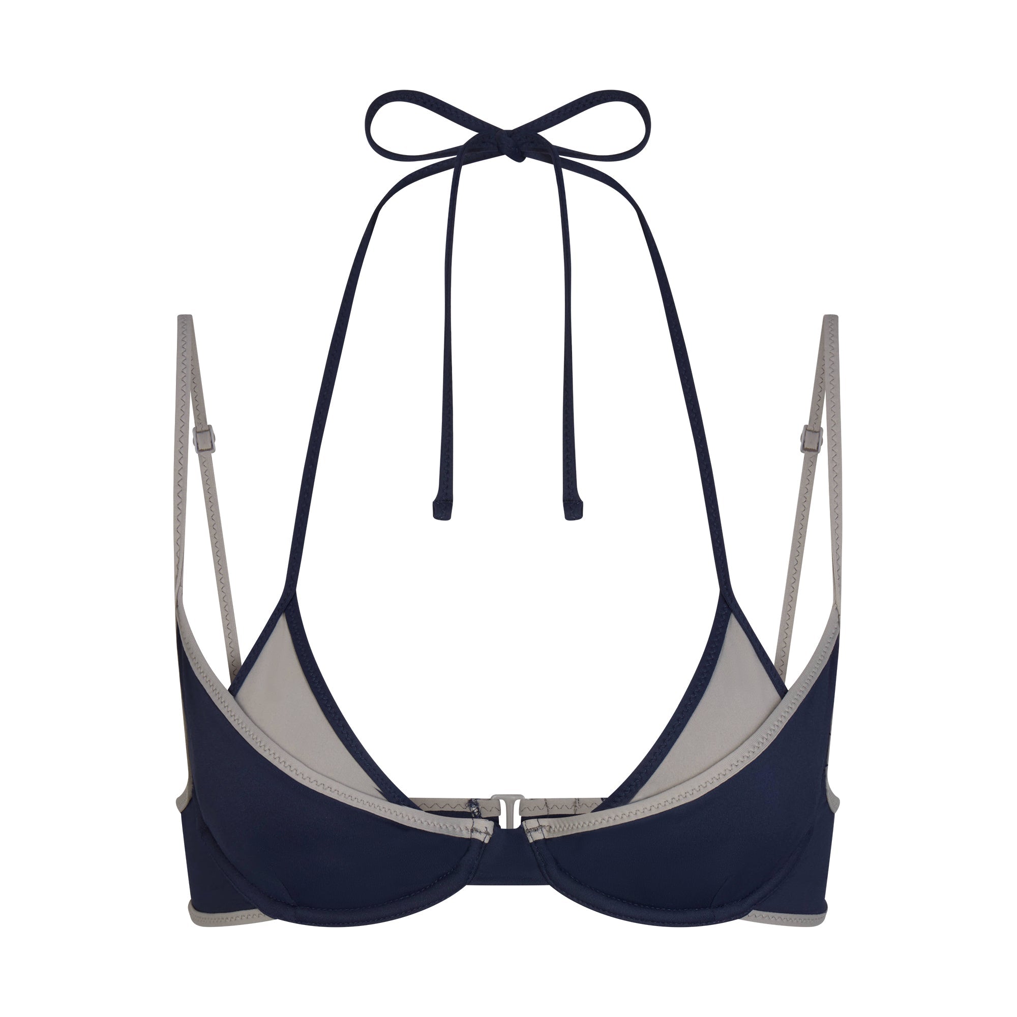SIGNATURE SWIM LAYERED PLUNGE BIKINI TOP | NAVY CONTRAST