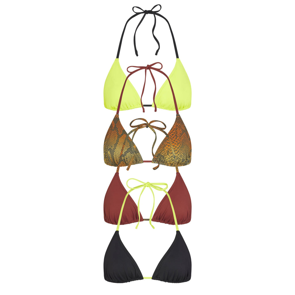 SIGNATURE SWIM TRIANGLE BIKINI TOP 4-PACK | OMBRE SNAKE MULTI