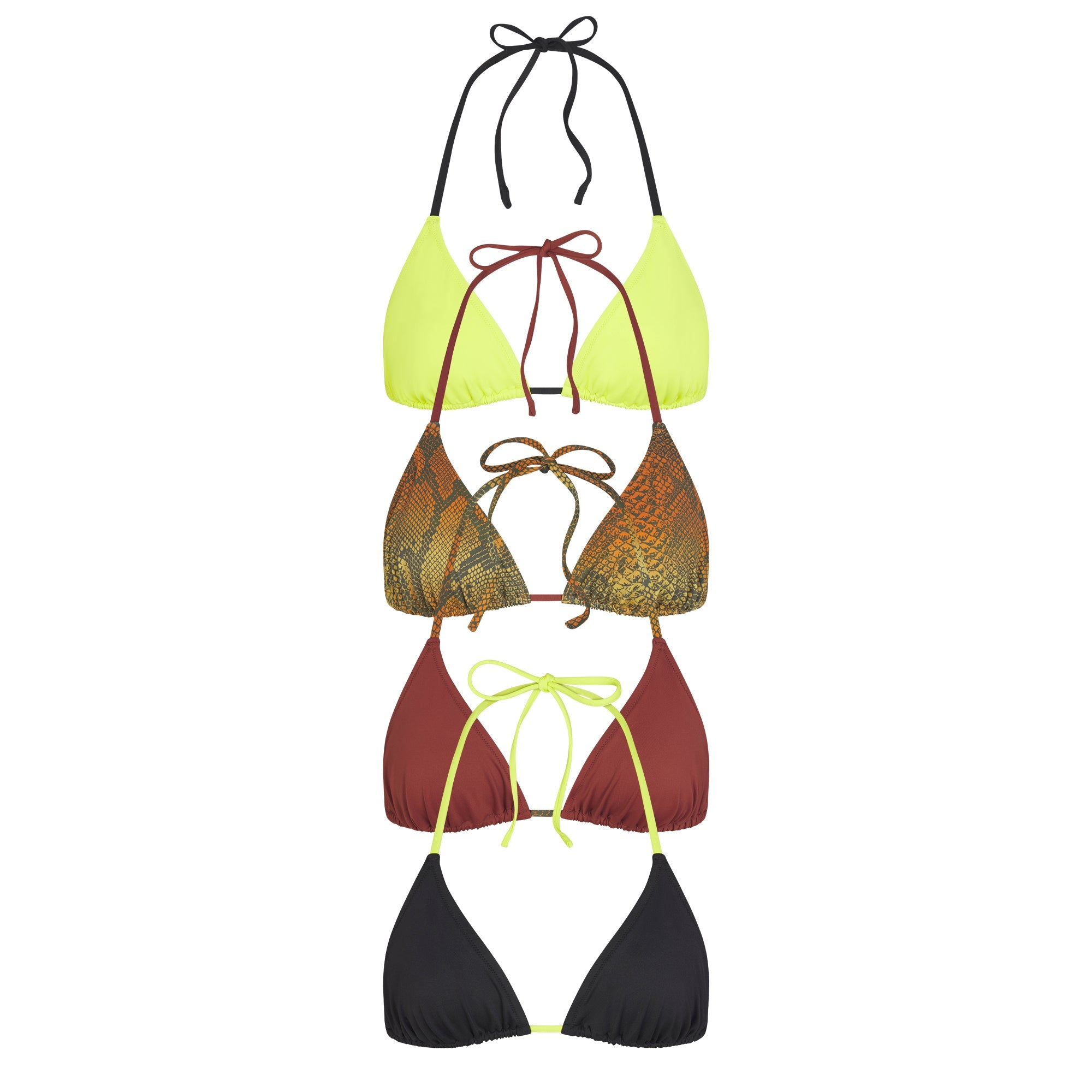 SIGNATURE SWIM TRIANGLE BIKINI TOP 4-PACK | OMBRE SNAKE MULTI