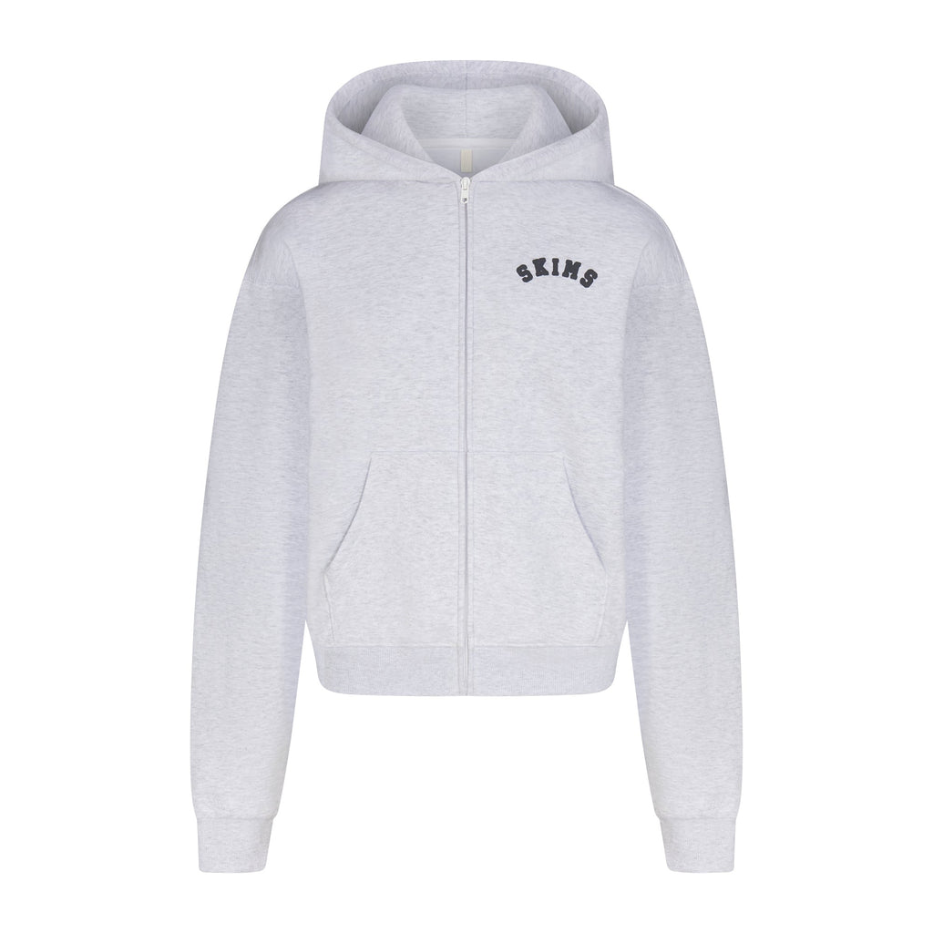 COTTON FLEECE LOGO CLASSIC ZIP UP HOODIE | ONYX ARCHED LOGO PATCH