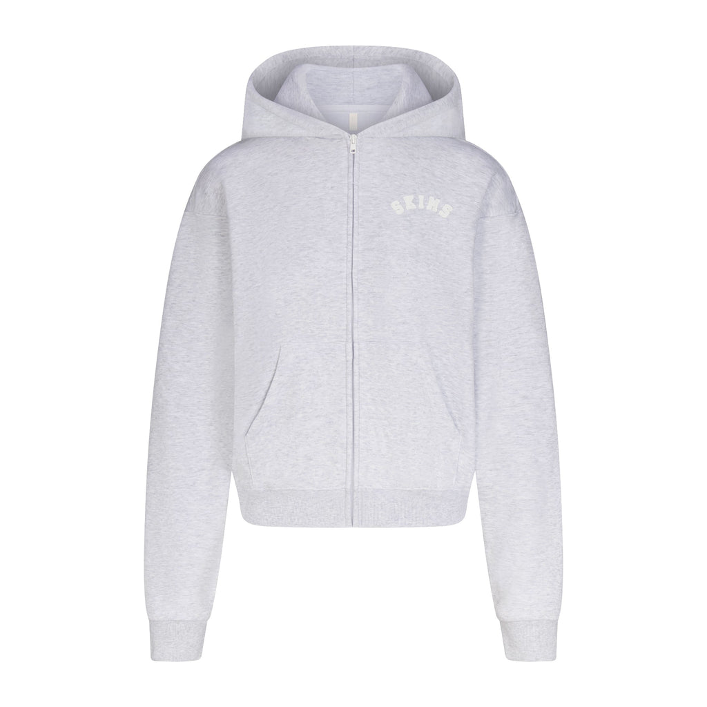 COTTON FLEECE LOGO CLASSIC ZIP UP HOODIE | SNOW ARCHED LOGO PATCH