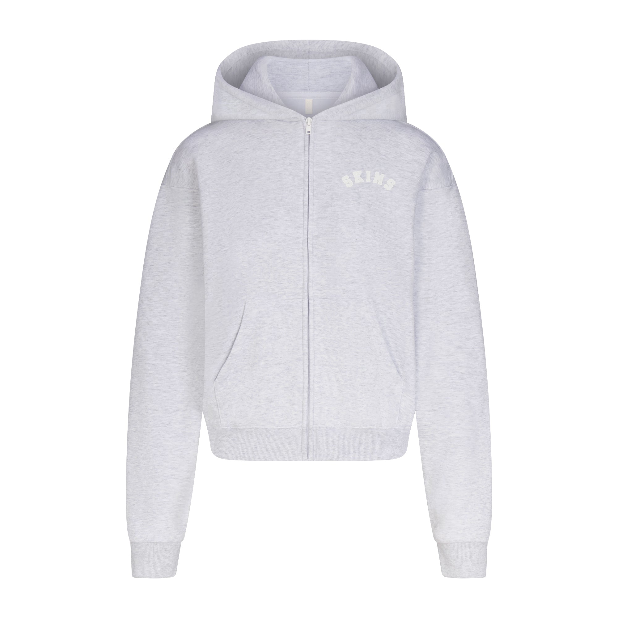 COTTON FLEECE LOGO CLASSIC ZIP UP HOODIE | SNOW ARCHED LOGO PATCH