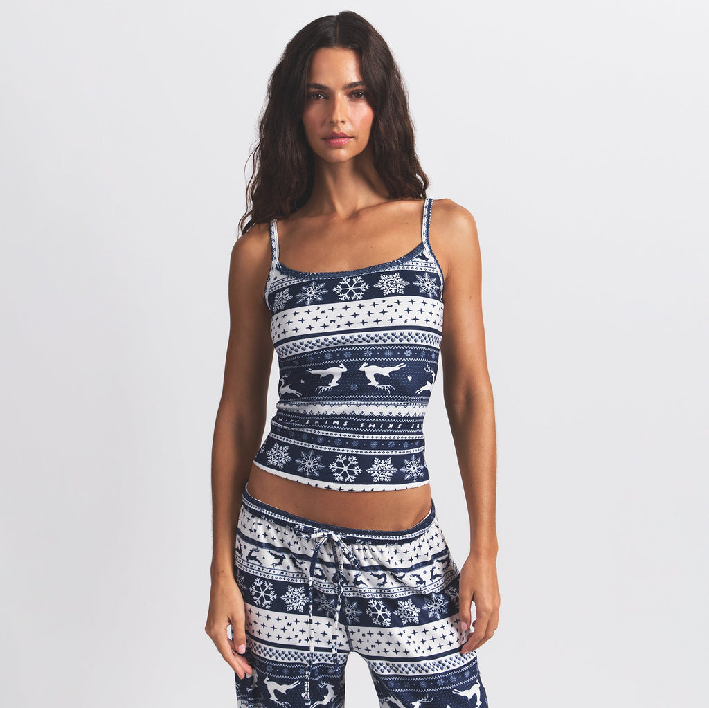 LOGO PLUSH POINTELLE CAMI | NAVY DEER FAIR ISLE