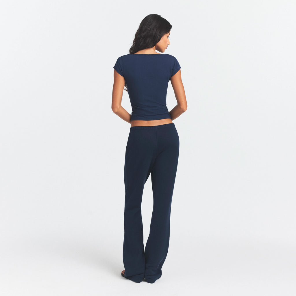 COTTON JERSEY SCOOP NECK T-SHIRT | NAVY